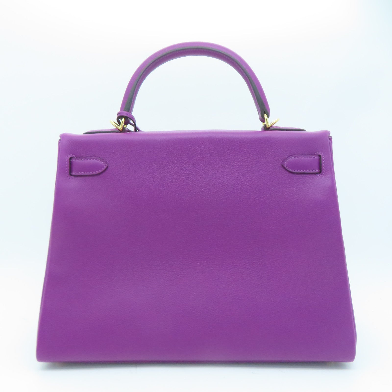 HERMES Evercolor皮革Kelly 32金扣手挽肩背兩用袋Anemone/紫色