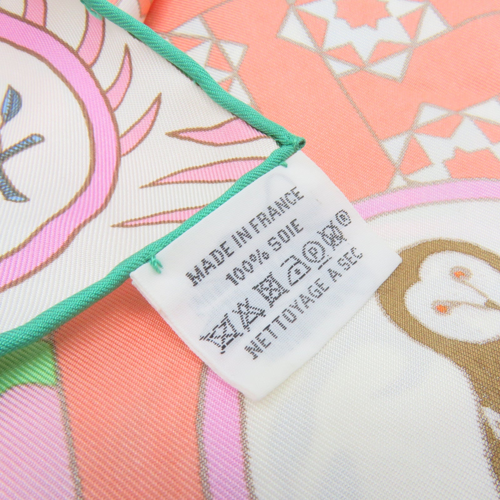 HERMES 絲質Scarf 90x90絲巾粉紅色/綠色/彩色