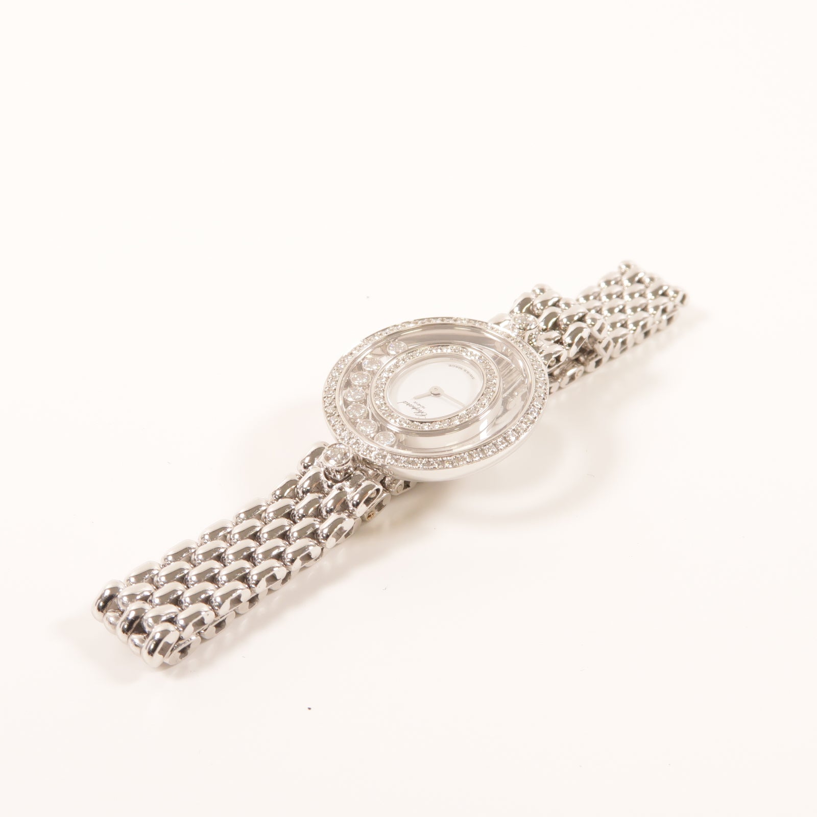 Chopard Happy Diamond 18K白金/鑽石手錶石英機芯白色/銀色
