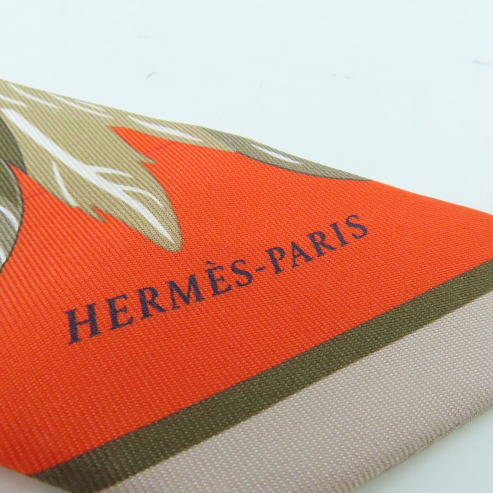 HERMES Silk Twilly Scarf/Orange/Pink