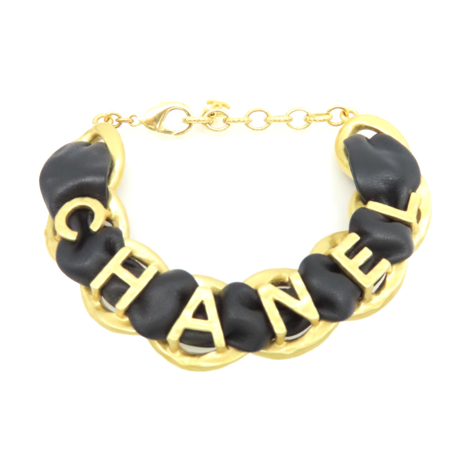 CHANEL 金屬/牛皮皮革Bracelet手鏈黑色/金色