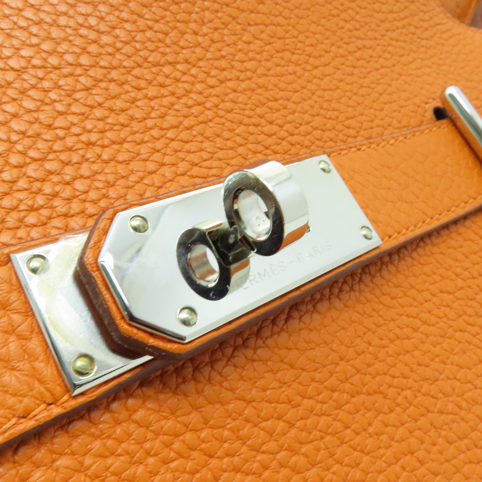 HERMES Clemence Jypsiere 31銀扣肩背袋橙色
