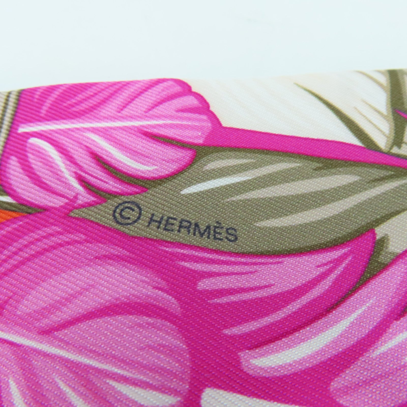 HERMES Silk Twilly Scarf/Orange/Pink