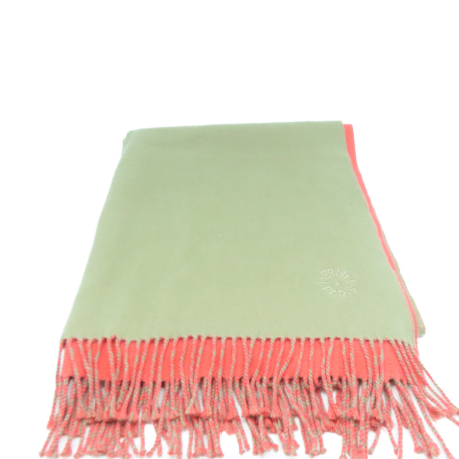 HERMES 羊絨Scarf圍巾橙色/灰色