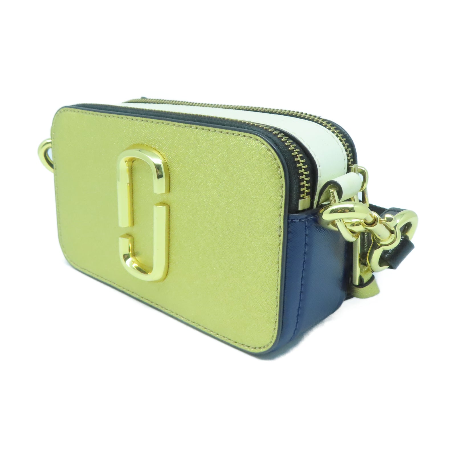 MARC JACOBS PVC ShapshotBag金扣肩背袋金色/藍色/白色