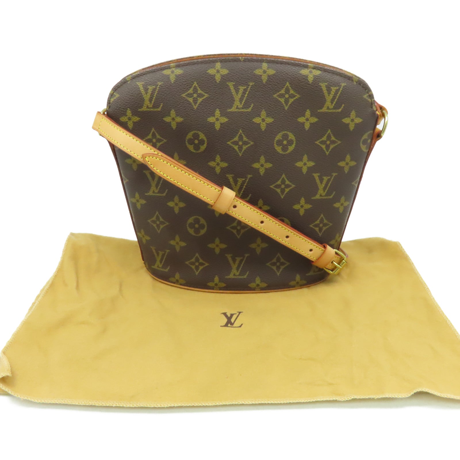 LOUIS VUITTON Monogram Drouot Shoulder Bag金扣肩背袋啡色