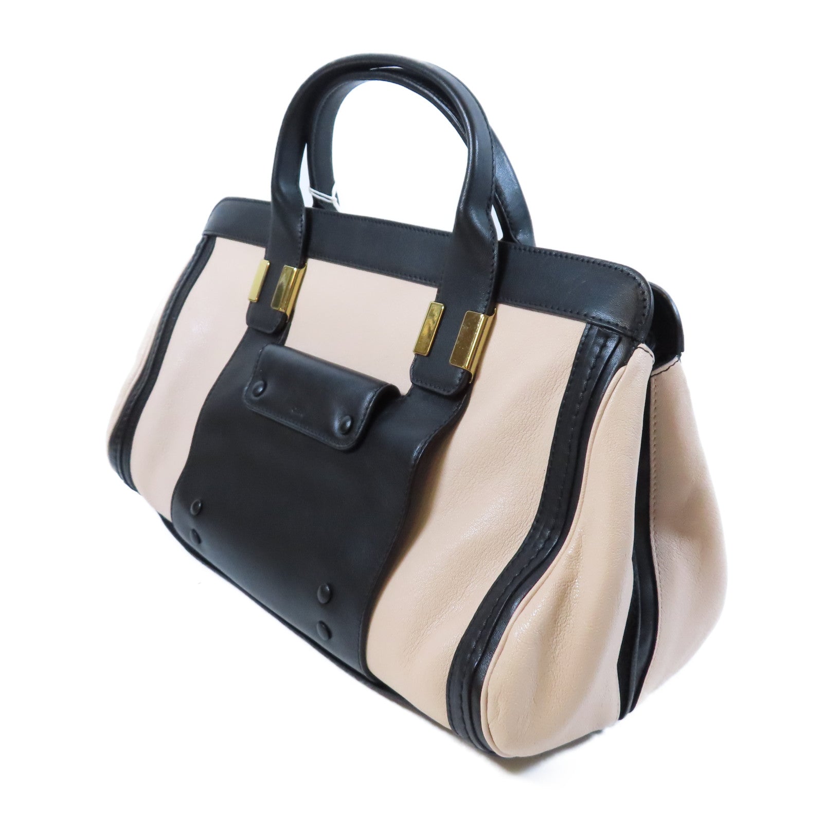Chloe 牛皮皮革2 Way Shoulder Bag金扣手挽肩背兩用袋黑色/粉紅色