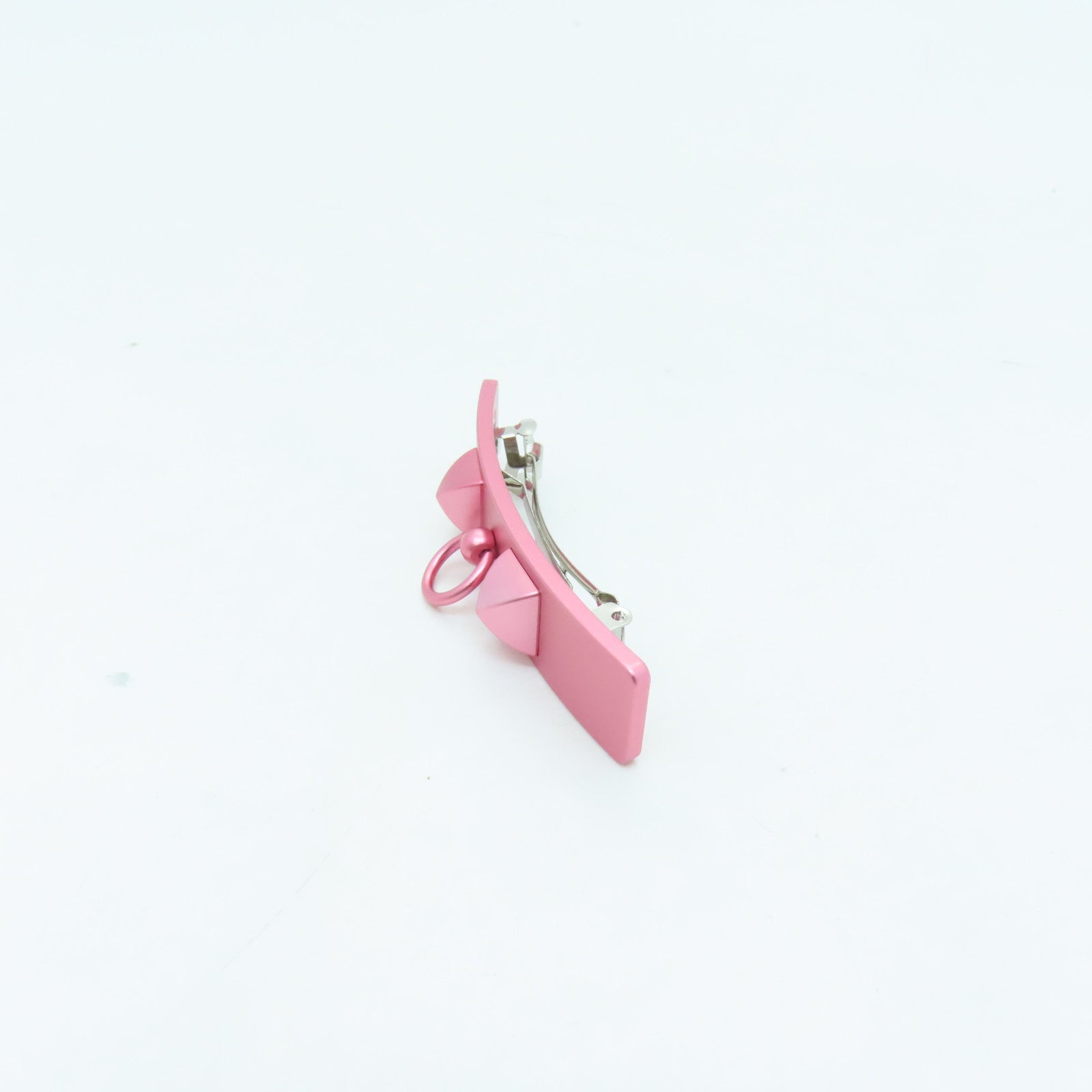 HERMES Metal Caprice PM Hair Clip Silver Buckle Hair Clip Pink
