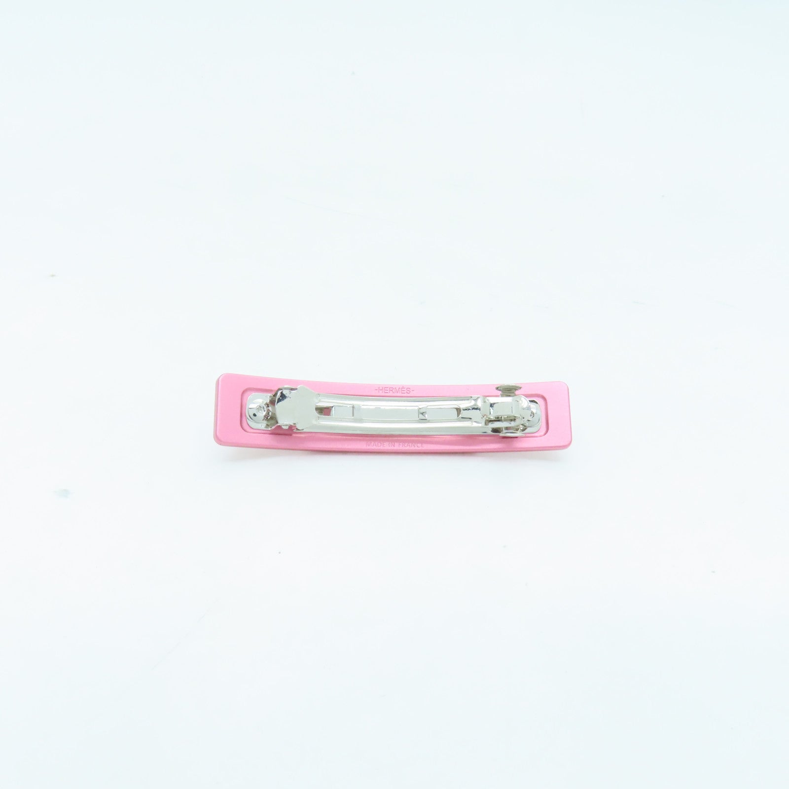 HERMES Metal Caprice PM Hair Clip Silver Buckle Hair Clip Pink