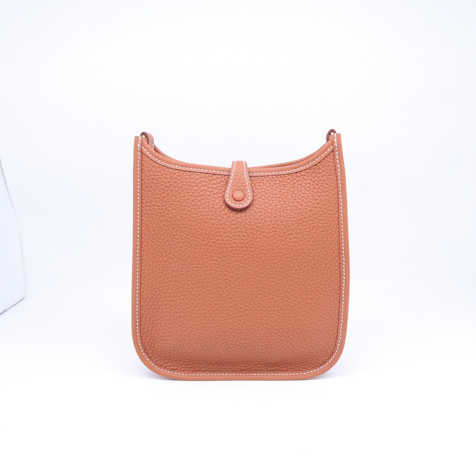 HERMES Clemence皮革Evelyne TPM金扣肩背袋棕色