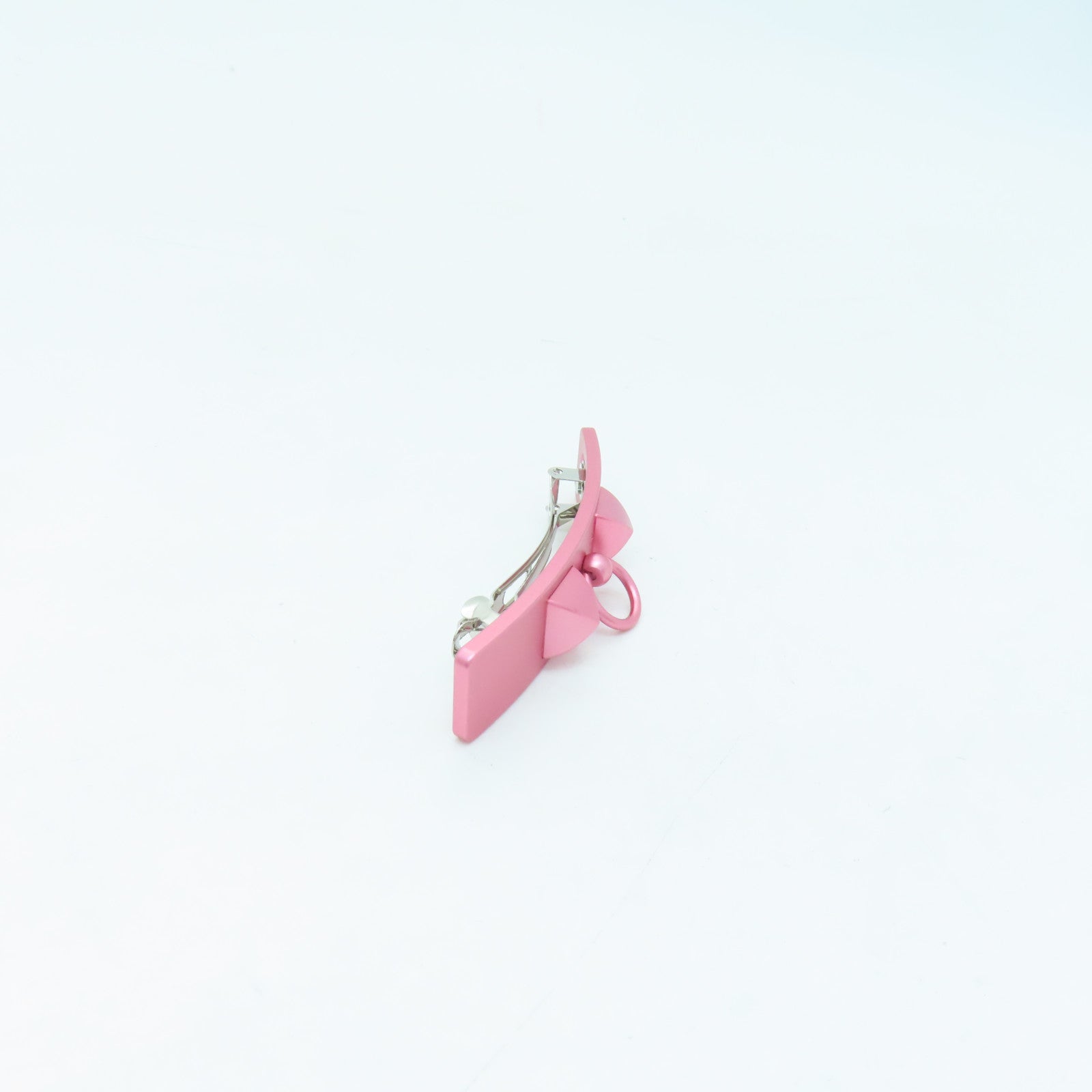 HERMES Metal Caprice PM Hair Clip Silver Buckle Hair Clip Pink
