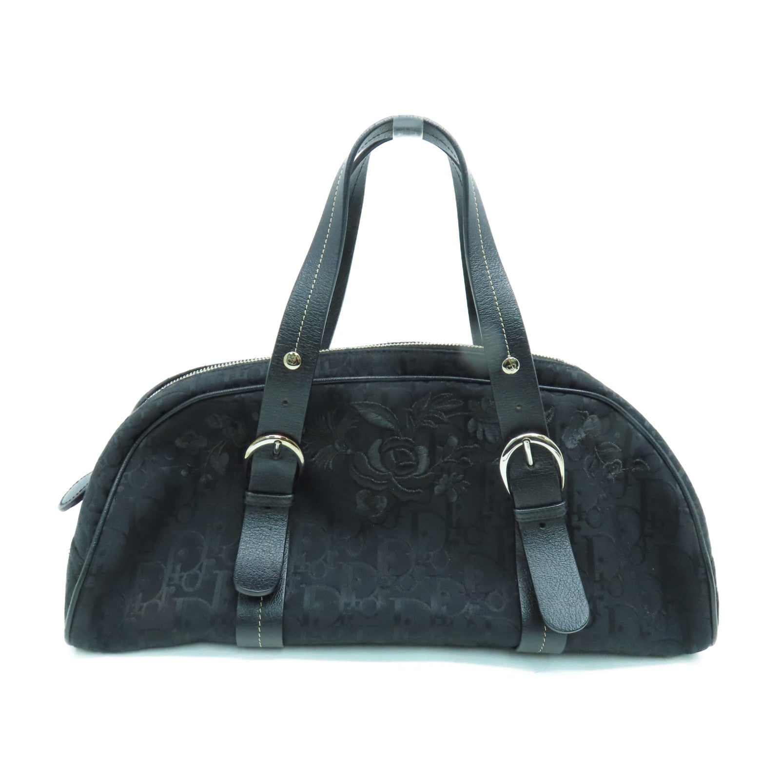 Dior 帆布Handbag銀扣手挽袋黑色