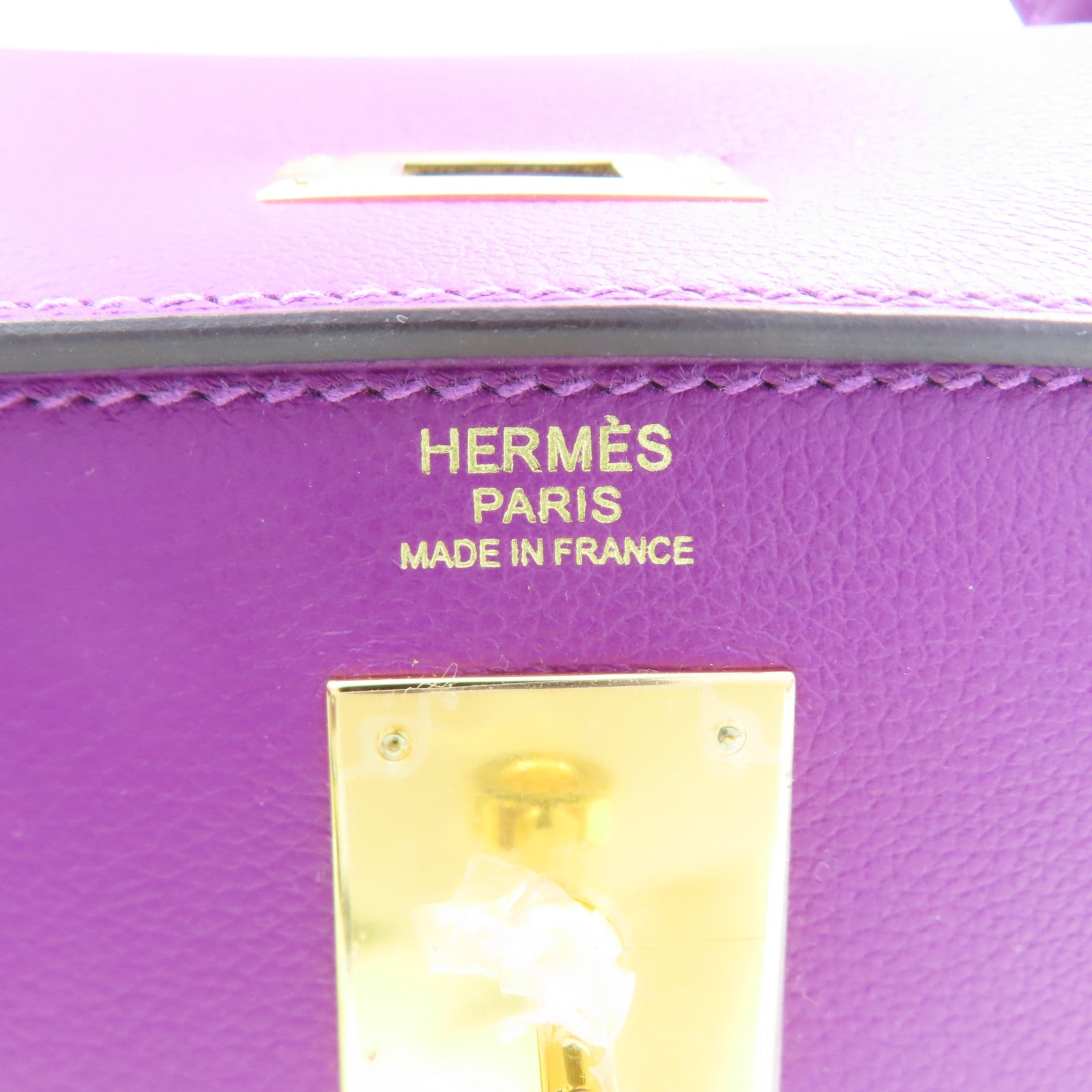 HERMES Evercolor皮革Kelly 32金扣手挽肩背兩用袋Anemone/紫色
