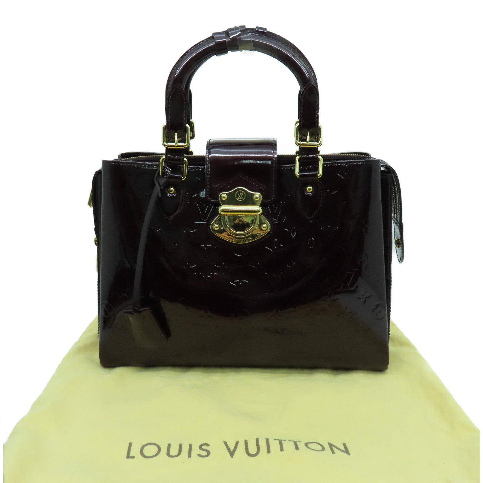 LOUIS VUITTON Vernis Melrose Auenue金扣肩背袋酒紅色