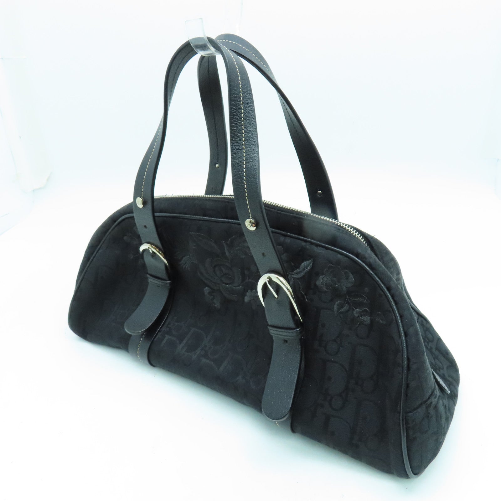 Dior 帆布Handbag銀扣手挽袋黑色