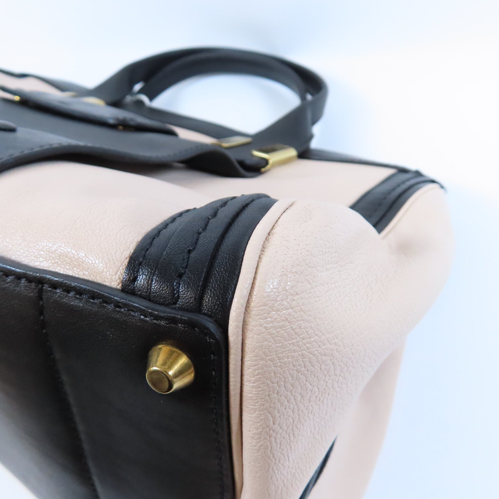 Chloe 牛皮皮革2 Way Shoulder Bag金扣手挽肩背兩用袋黑色/粉紅色