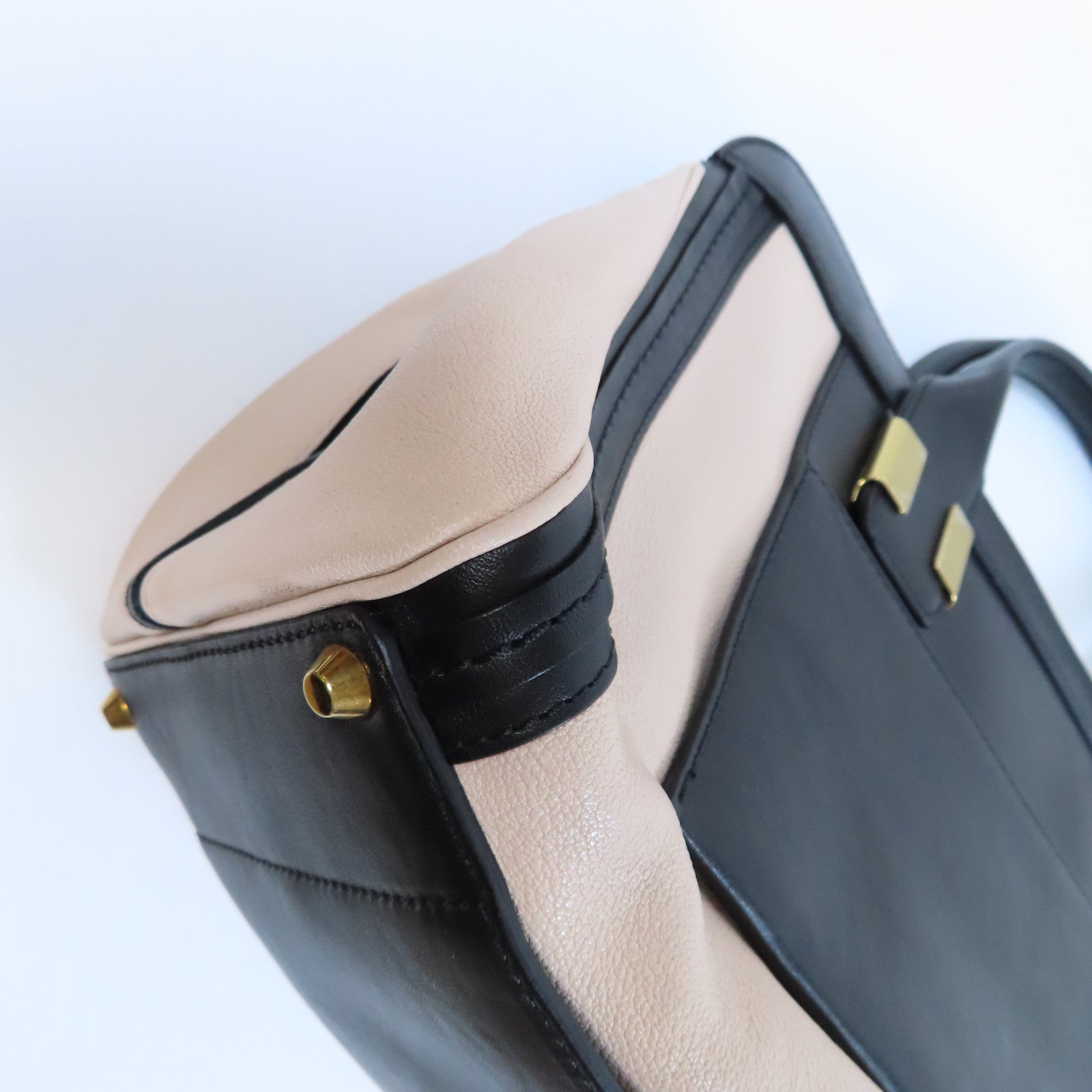Chloe 牛皮皮革2 Way Shoulder Bag金扣手挽肩背兩用袋黑色/粉紅色