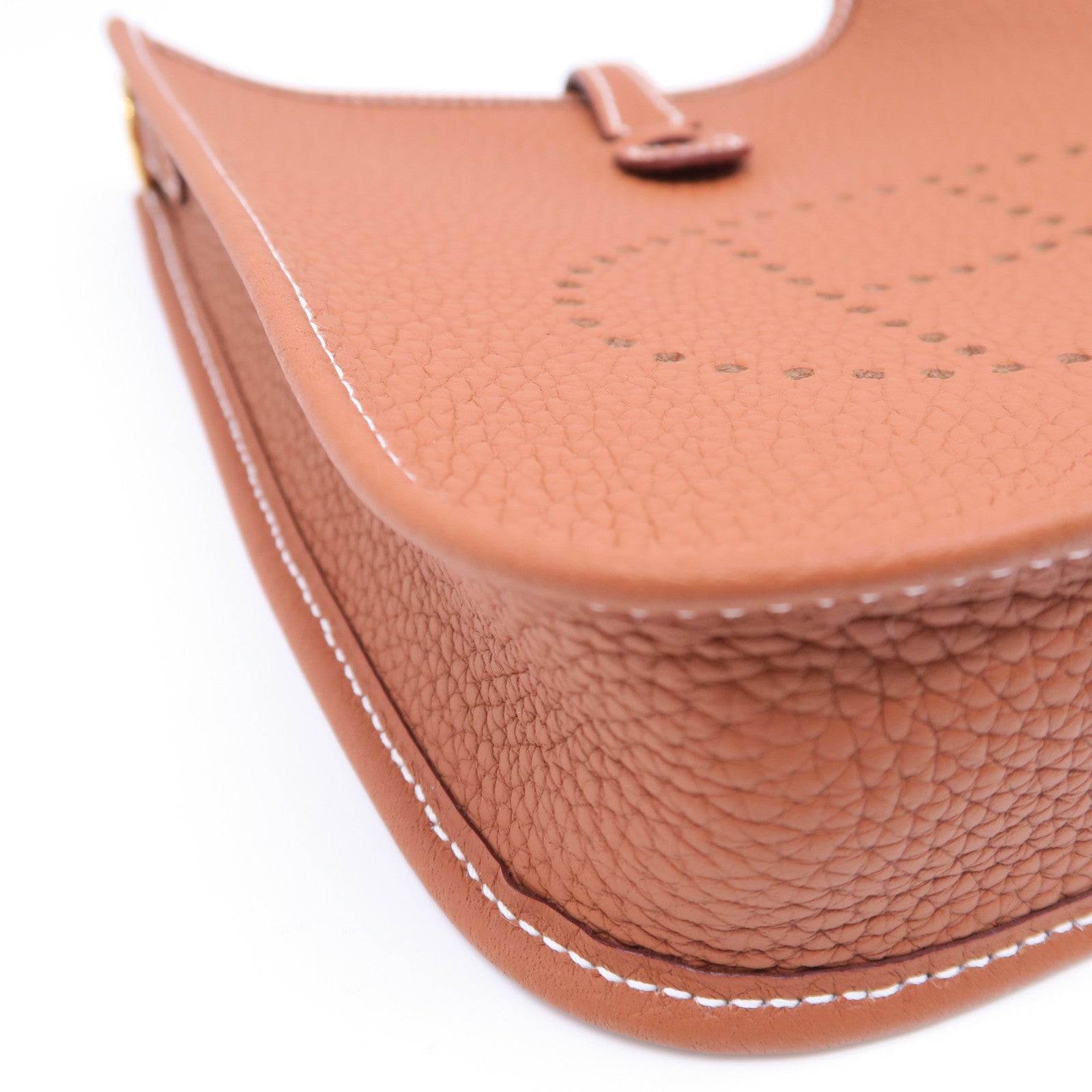 HERMES Clemence皮革Evelyne TPM金扣肩背袋棕色
