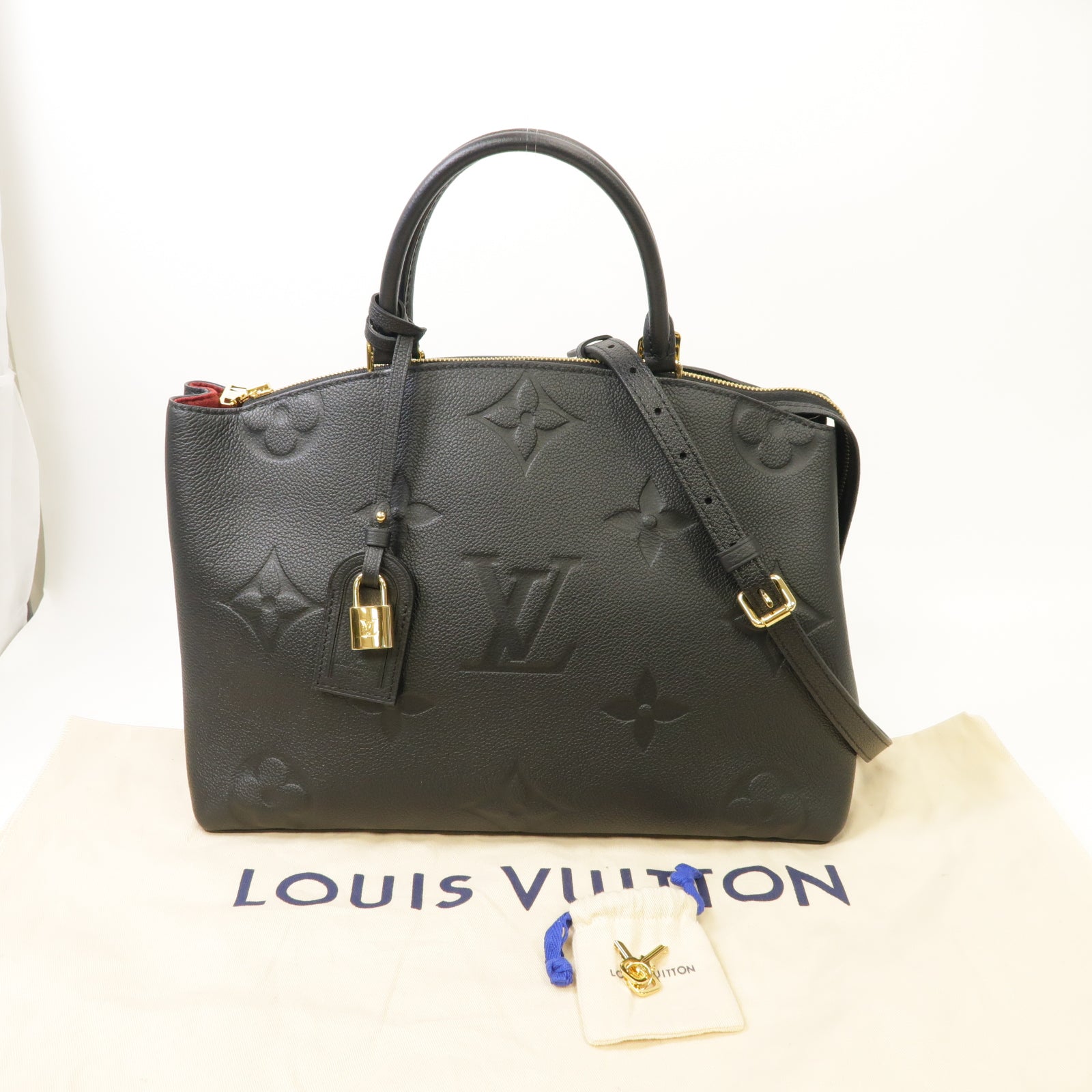 LOUIS VUITTON Monogram Empreinte Grand Palais金扣手挽肩背兩用袋黒色