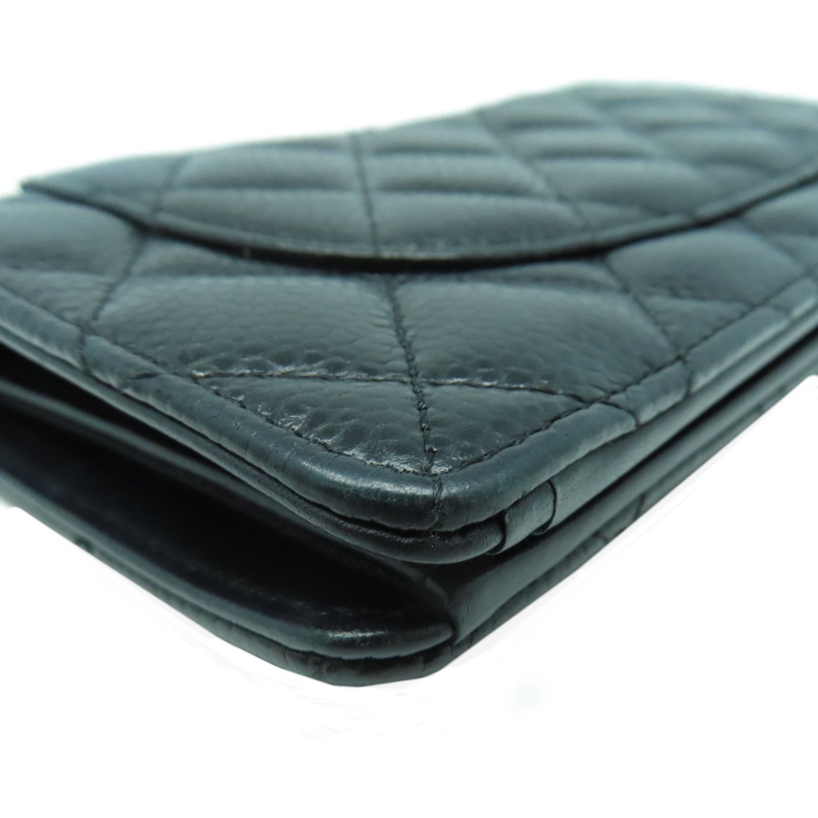 CHANEL 菱格Caviar皮革Long Wallet銀扣長錢包黑色