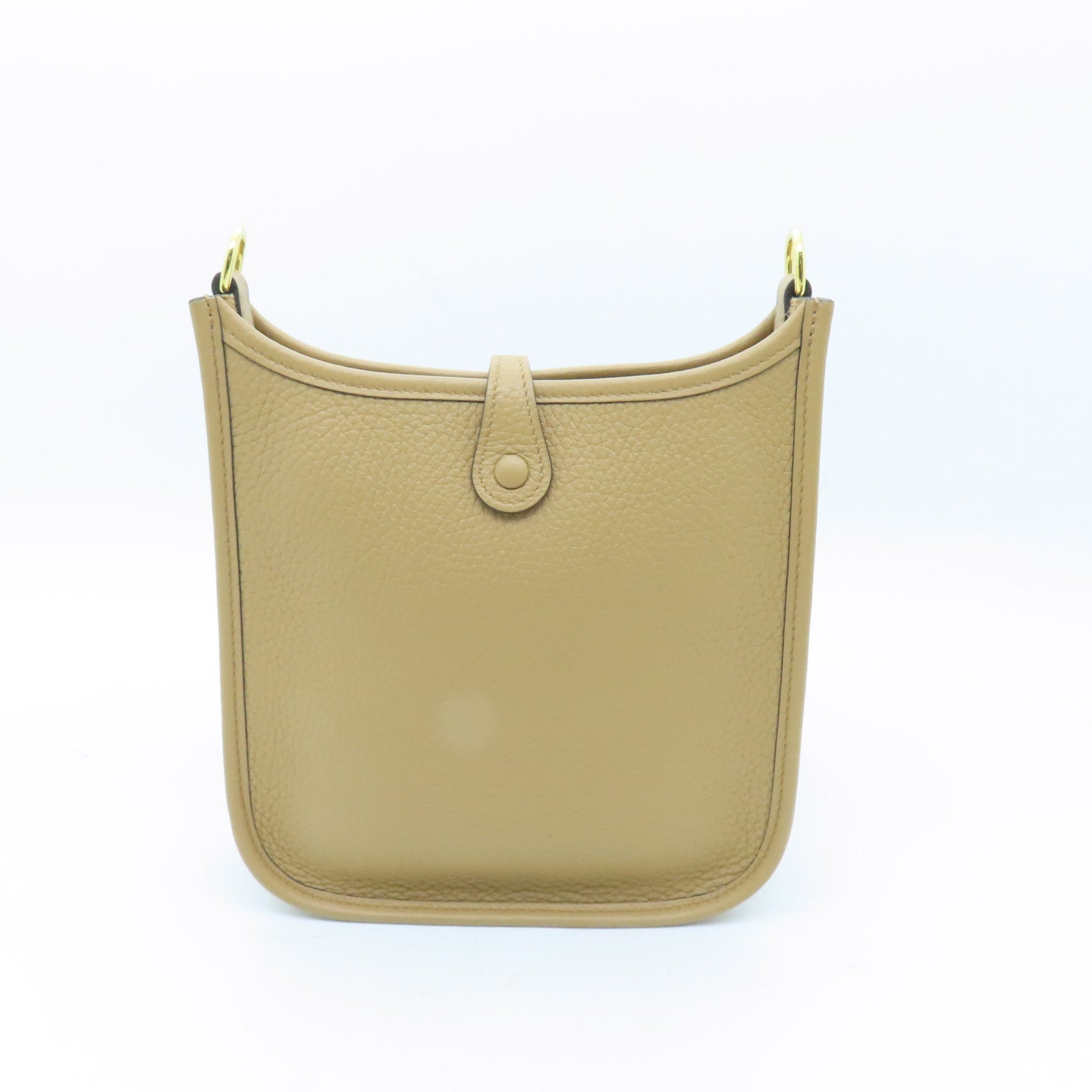 HERMES Clemence皮革Evelyne TPM金扣肩背袋杏色