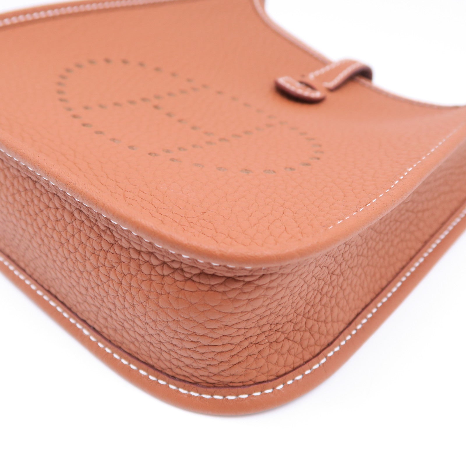 HERMES Clemence皮革Evelyne TPM金扣肩背袋棕色