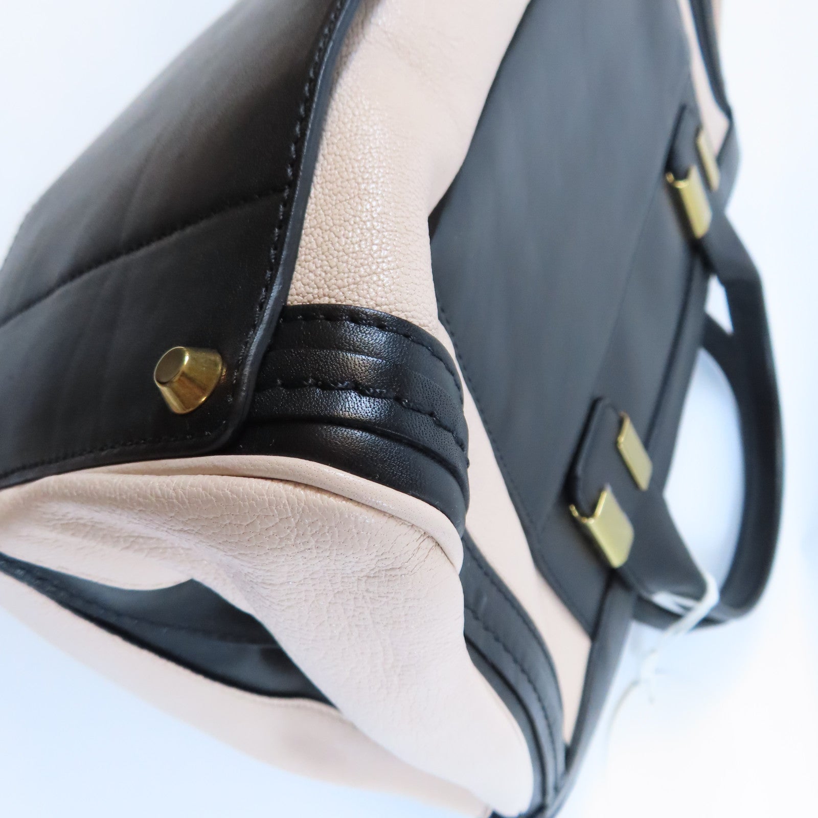 Chloe 牛皮皮革2 Way Shoulder Bag金扣手挽肩背兩用袋黑色/粉紅色