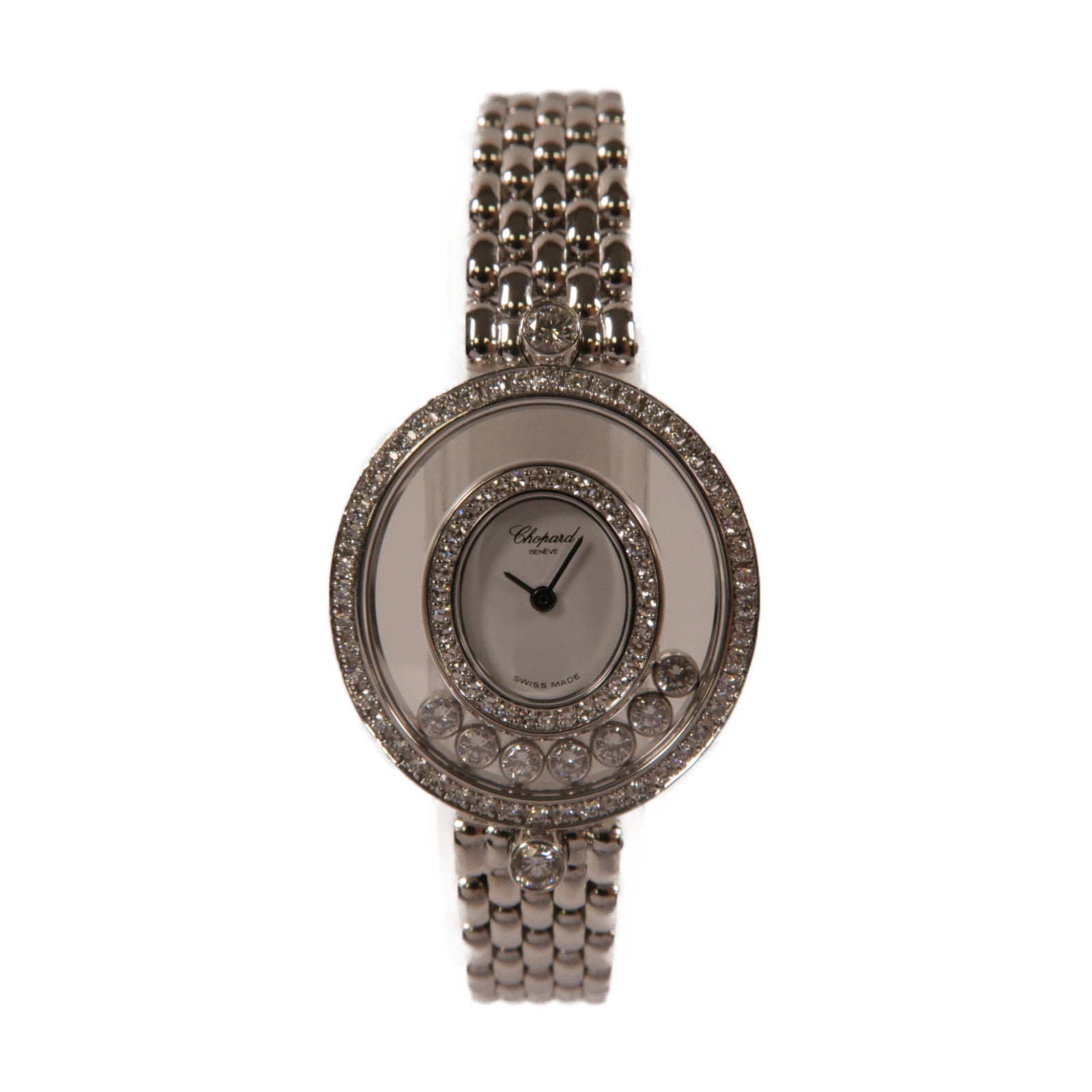 Chopard Happy Diamond 18K白金/鑽石手錶石英機芯白色/銀色