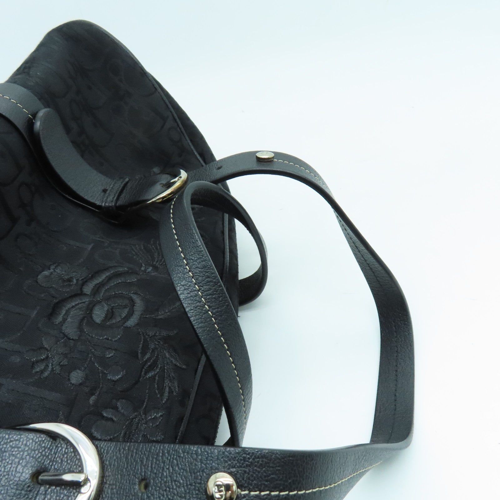 Dior 帆布Handbag銀扣手挽袋黑色