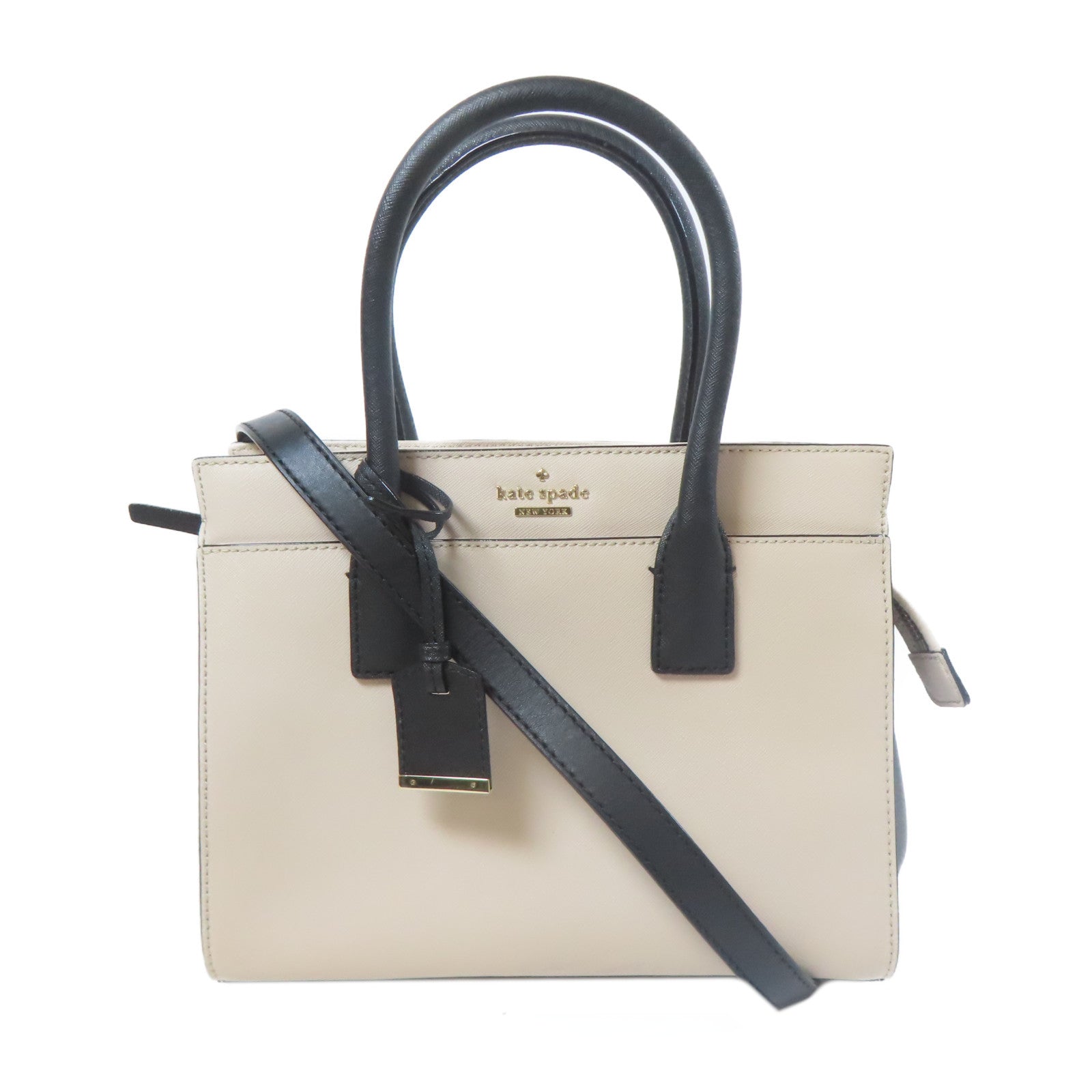 Kate Spade 牛皮皮革Shoulder Bag金扣手挽肩背兩用袋黑色/白色