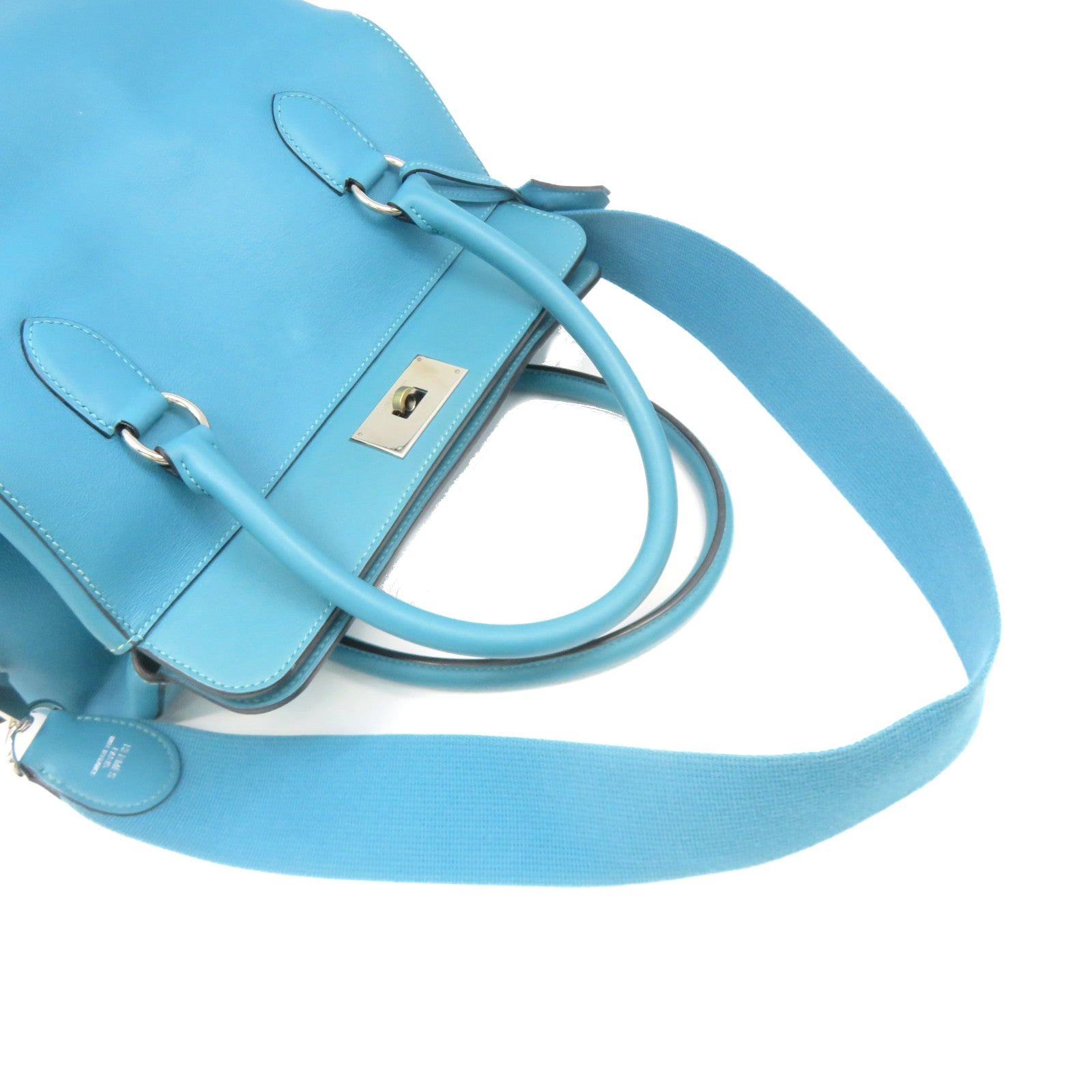 HERMES 【激减优惠】Swift皮革Toolbox 26 2way Shoulder Bag银扣手挽肩背两用袋蓝色
