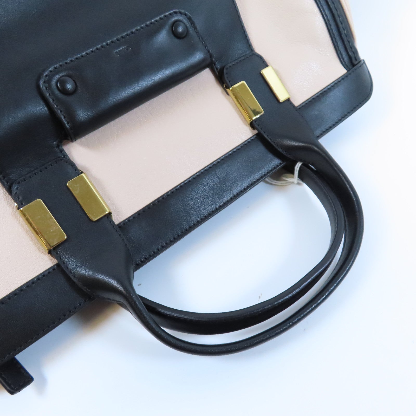 Chloe 牛皮皮革2 Way Shoulder Bag金扣手挽肩背兩用袋黑色/粉紅色