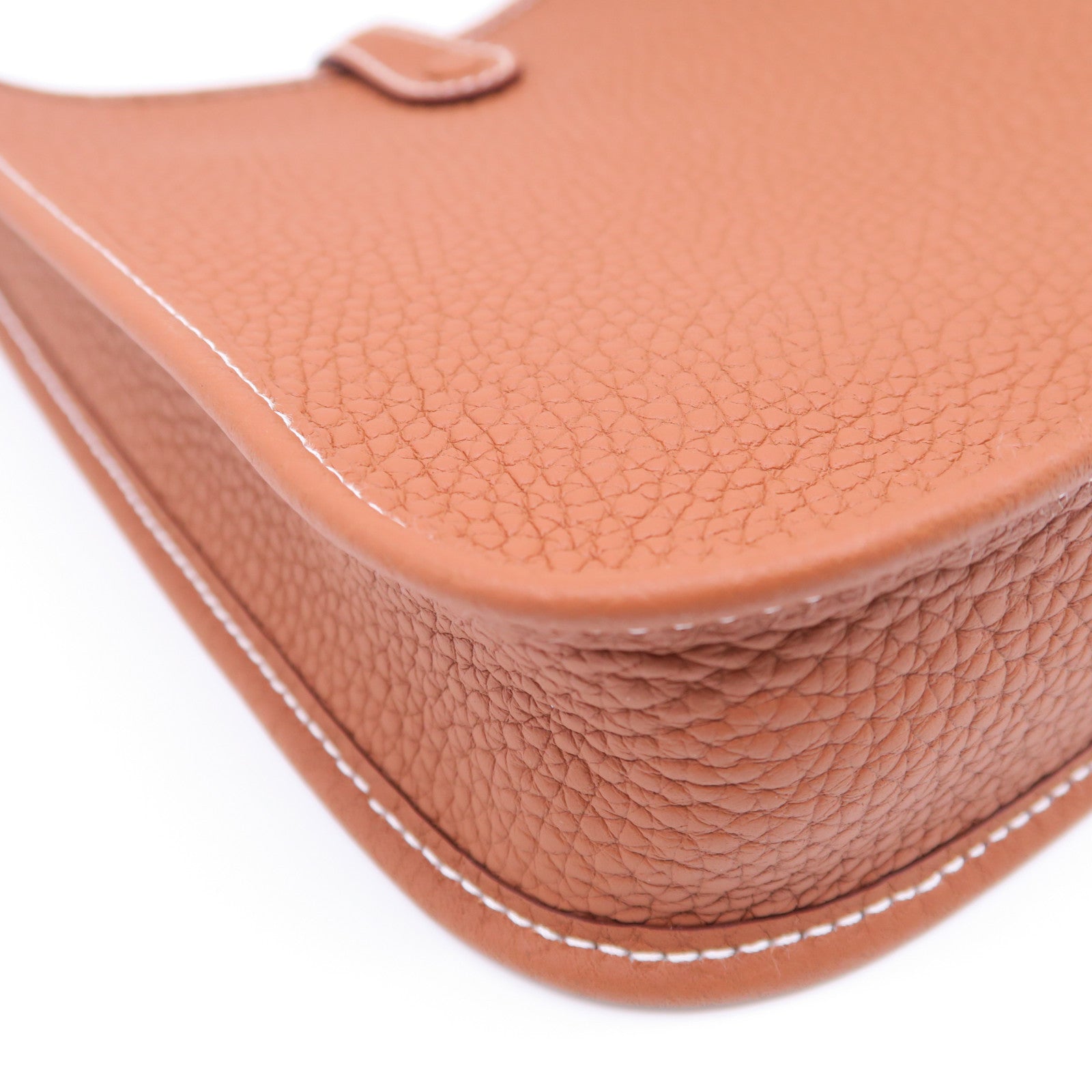 HERMES Clemence皮革Evelyne TPM金扣肩背袋棕色