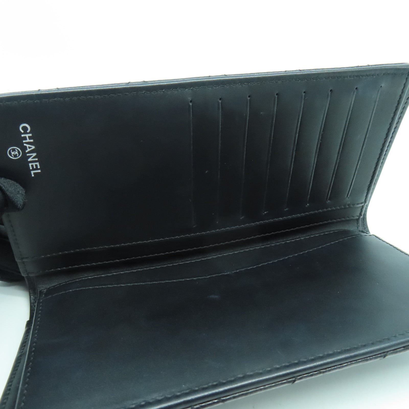 CHANEL 菱格Caviar皮革Long Wallet銀扣長錢包黑色