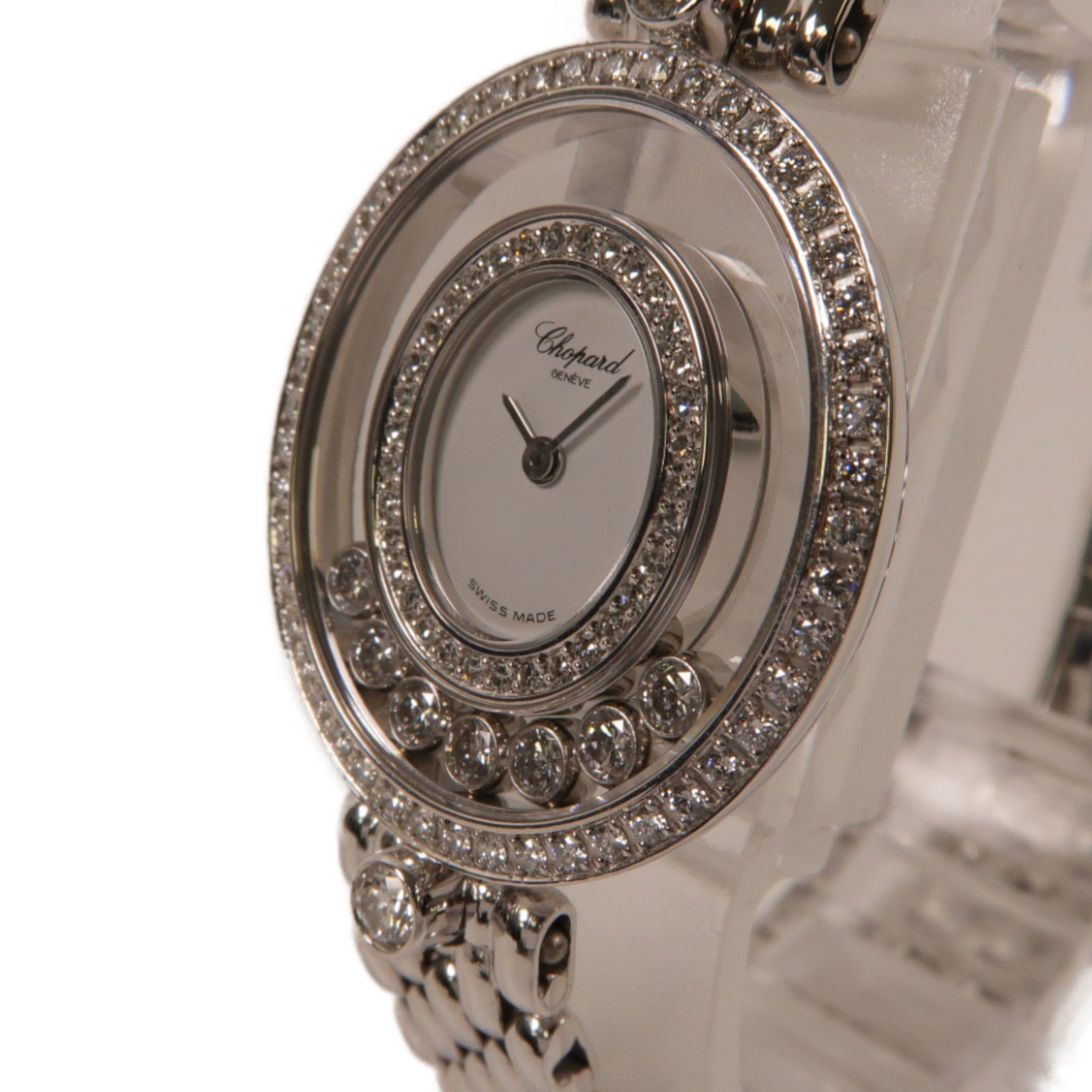 Chopard Happy Diamond 18K白金/鑽石手錶石英機芯白色/銀色