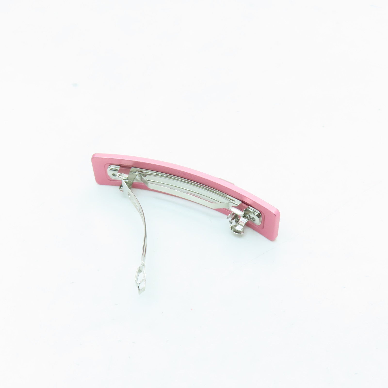 HERMES Metal Caprice PM Hair Clip Silver Buckle Hair Clip Pink