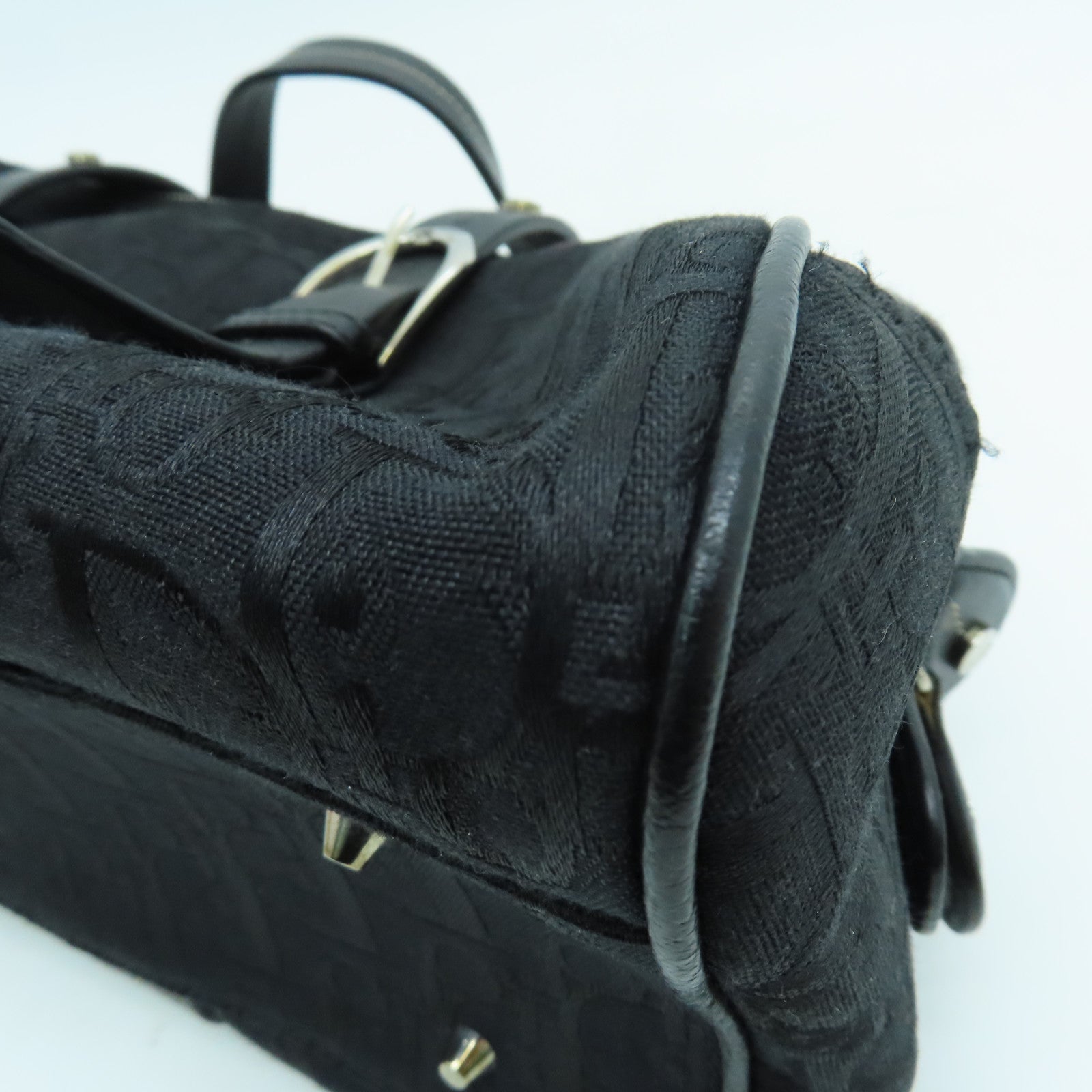 Dior 帆布Handbag銀扣手挽袋黑色