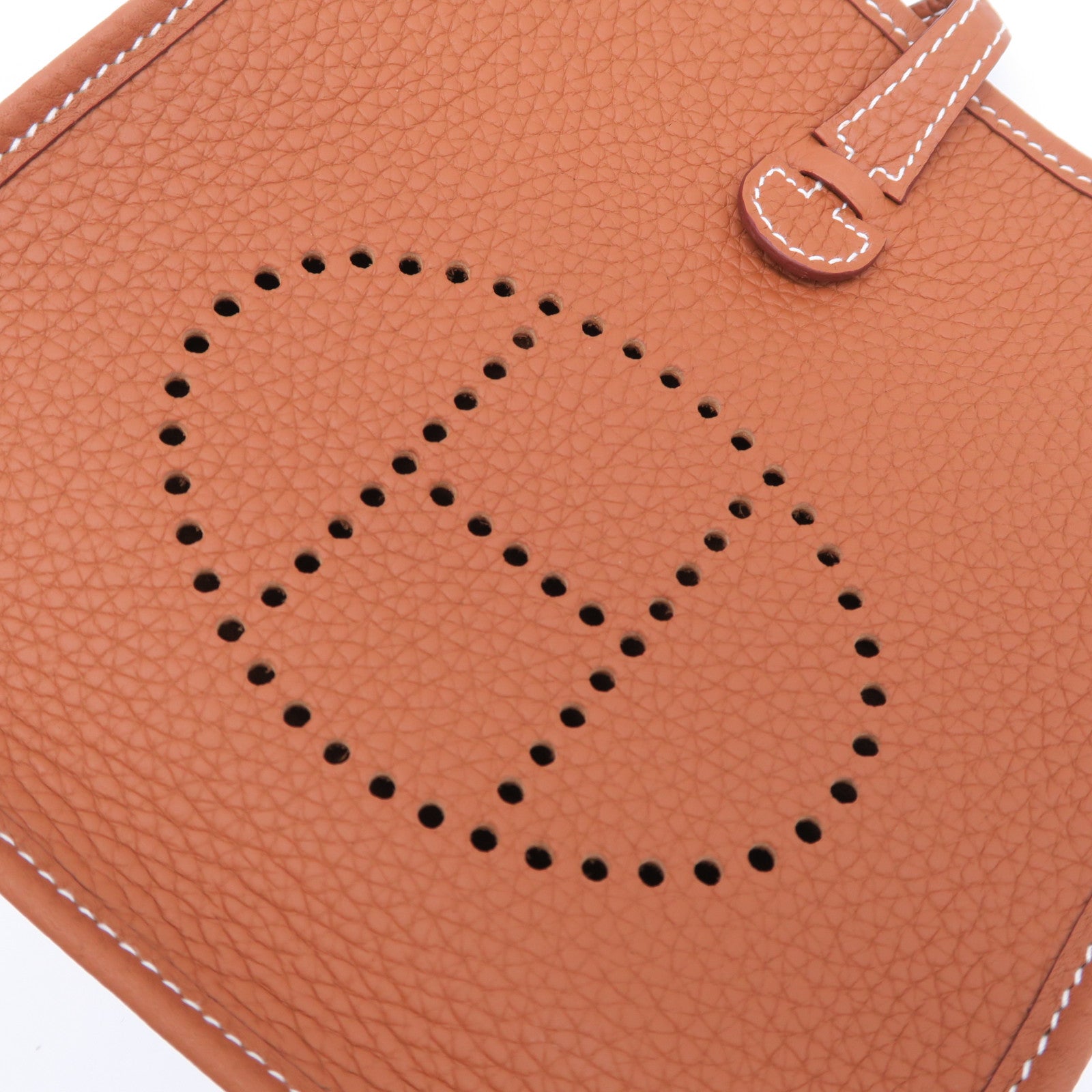 HERMES Clemence皮革Evelyne TPM金扣肩背袋棕色