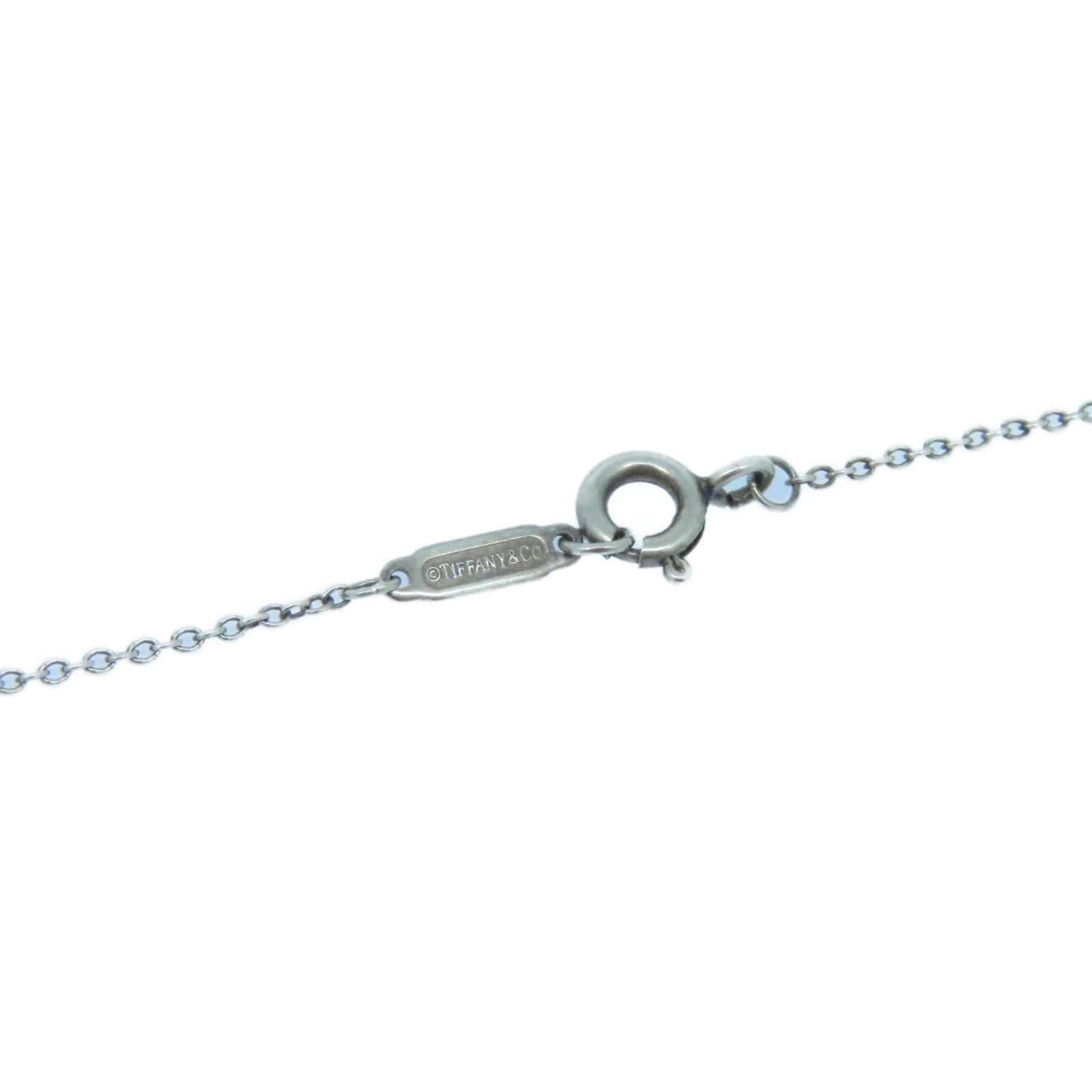 TIFFANY&amp;CO 925 Sterling Silver Mini Double Heart Necklace Silver/Green