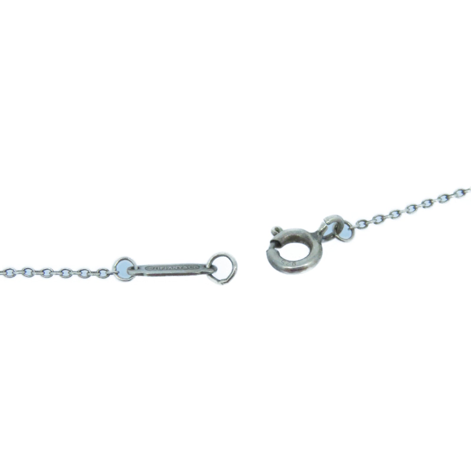 TIFFANY&amp;CO 925 Sterling Silver Mini Double Heart Necklace Silver/Green
