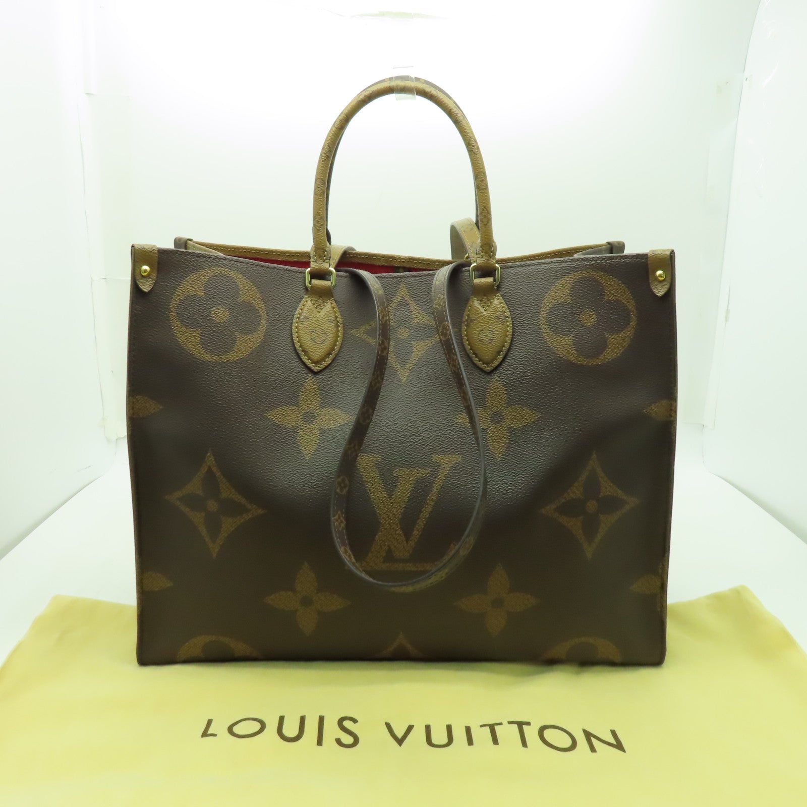 LOUIS VUITTON Monogram Reverse On The Go GM金扣手挽肩背兩用袋啡色