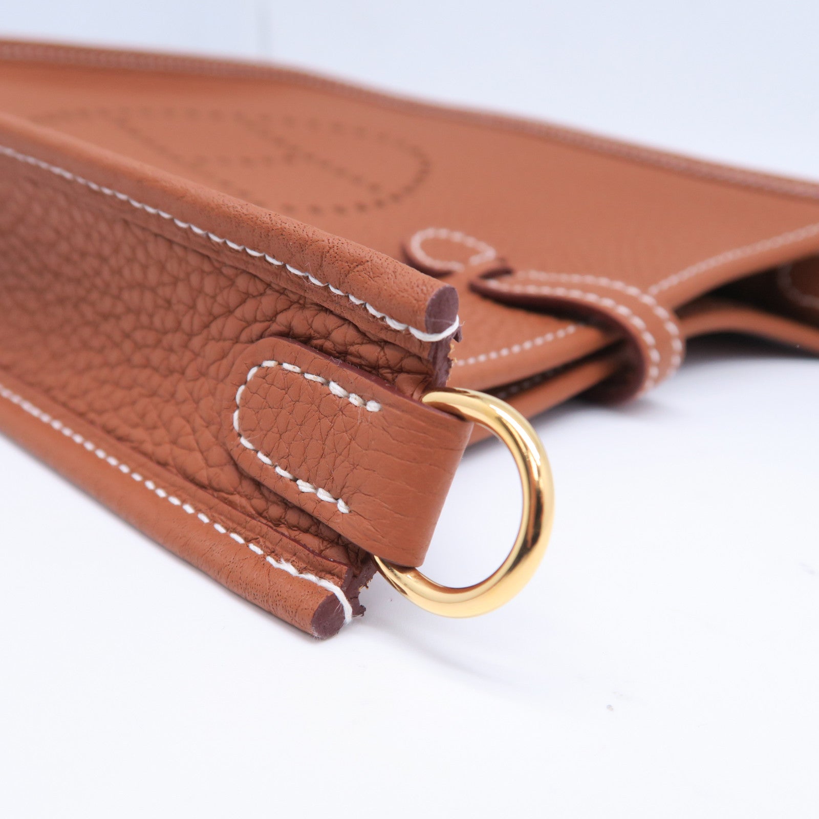 HERMES Clemence皮革Evelyne TPM金扣肩背袋棕色