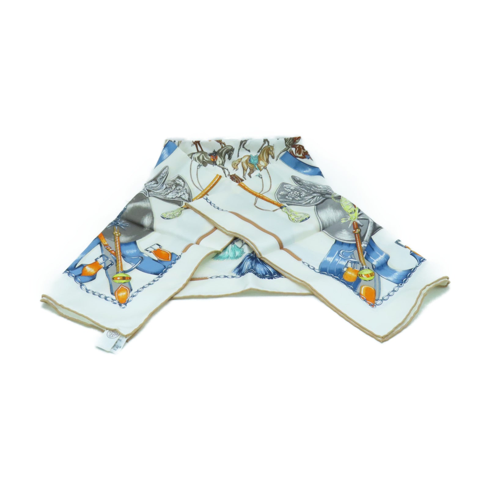 HERMES Silk Scarf White/Color