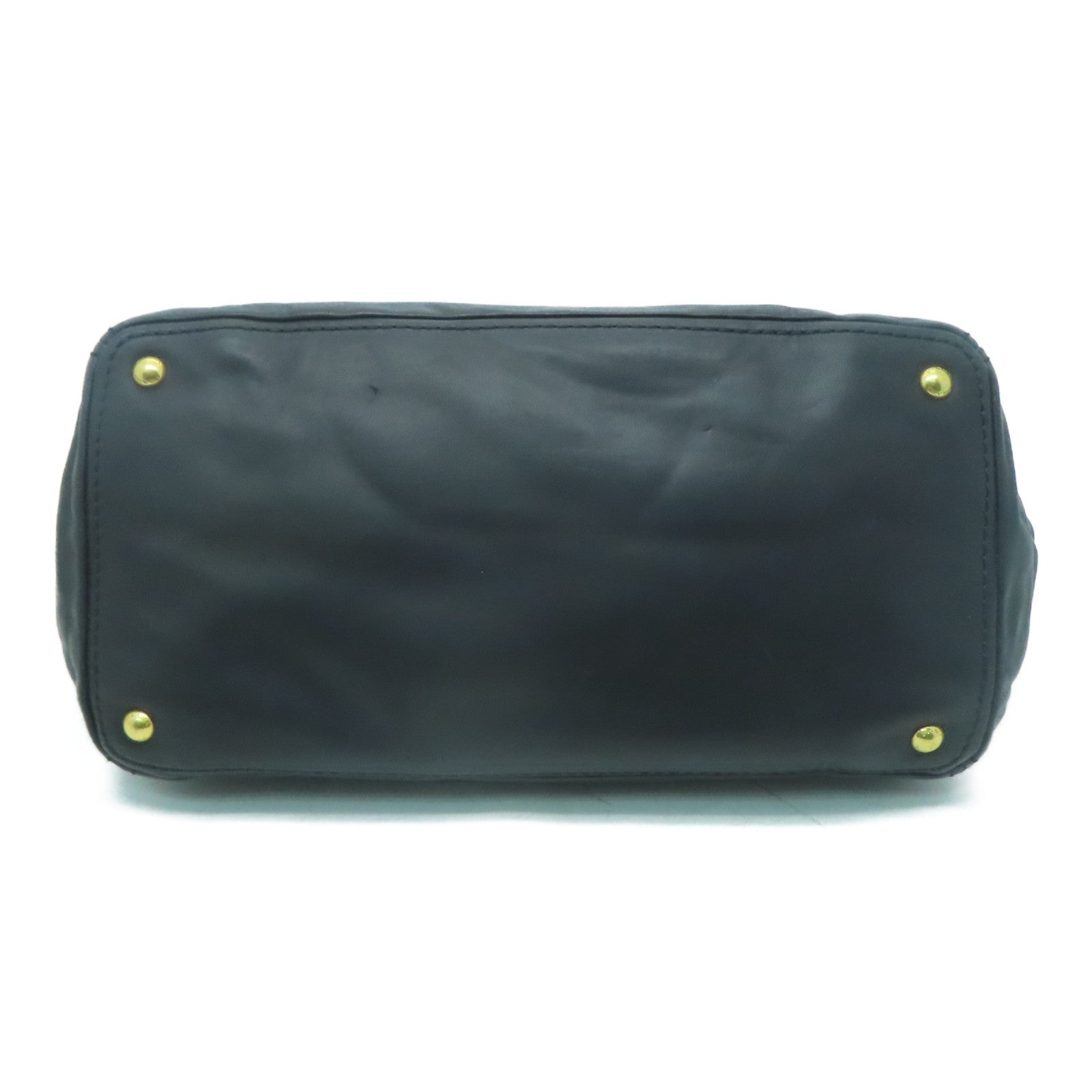 PRADA 牛皮皮革Handbag金扣手挽袋黑色