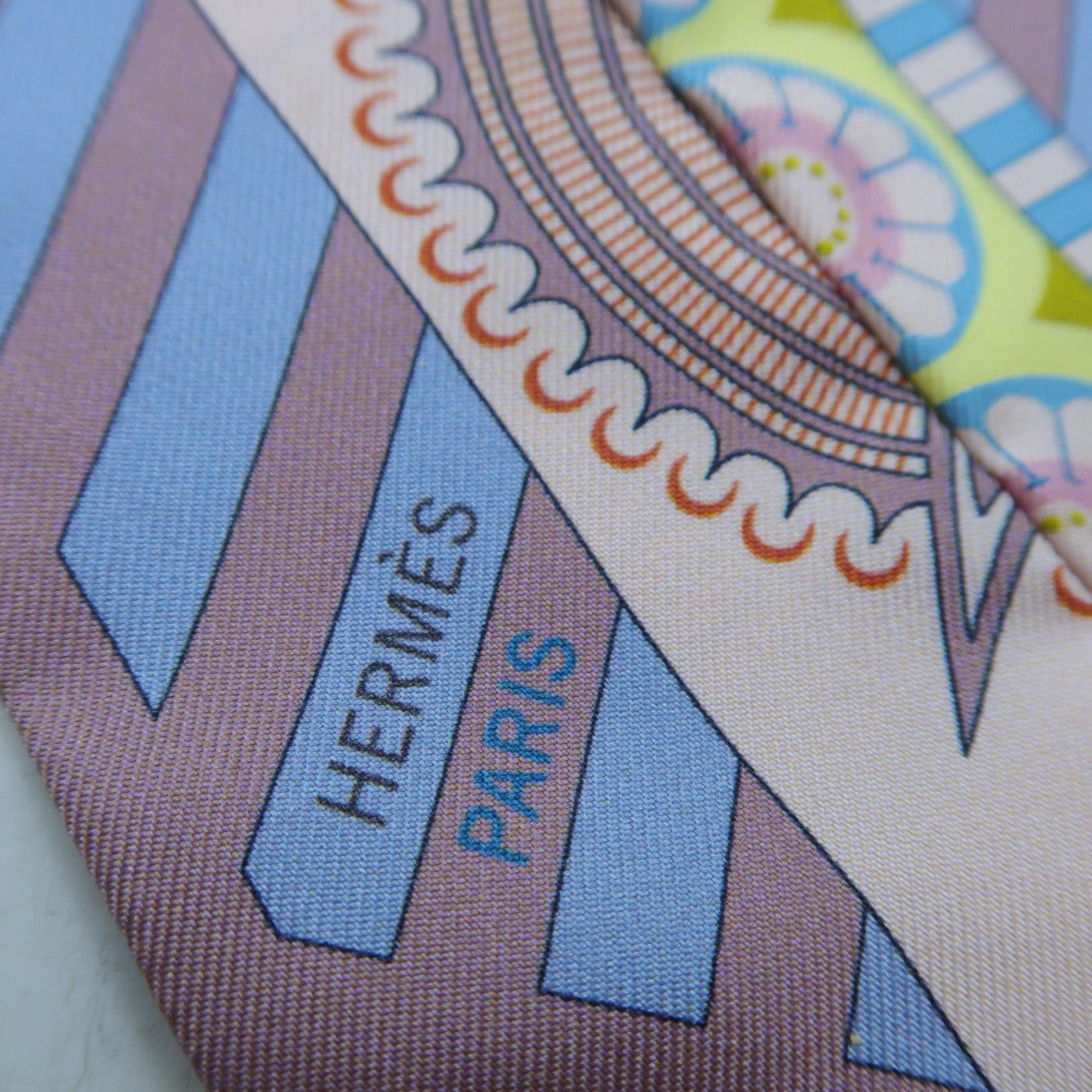 HERMES 絲質Twilly絲巾紫色/藍色/粉紅色