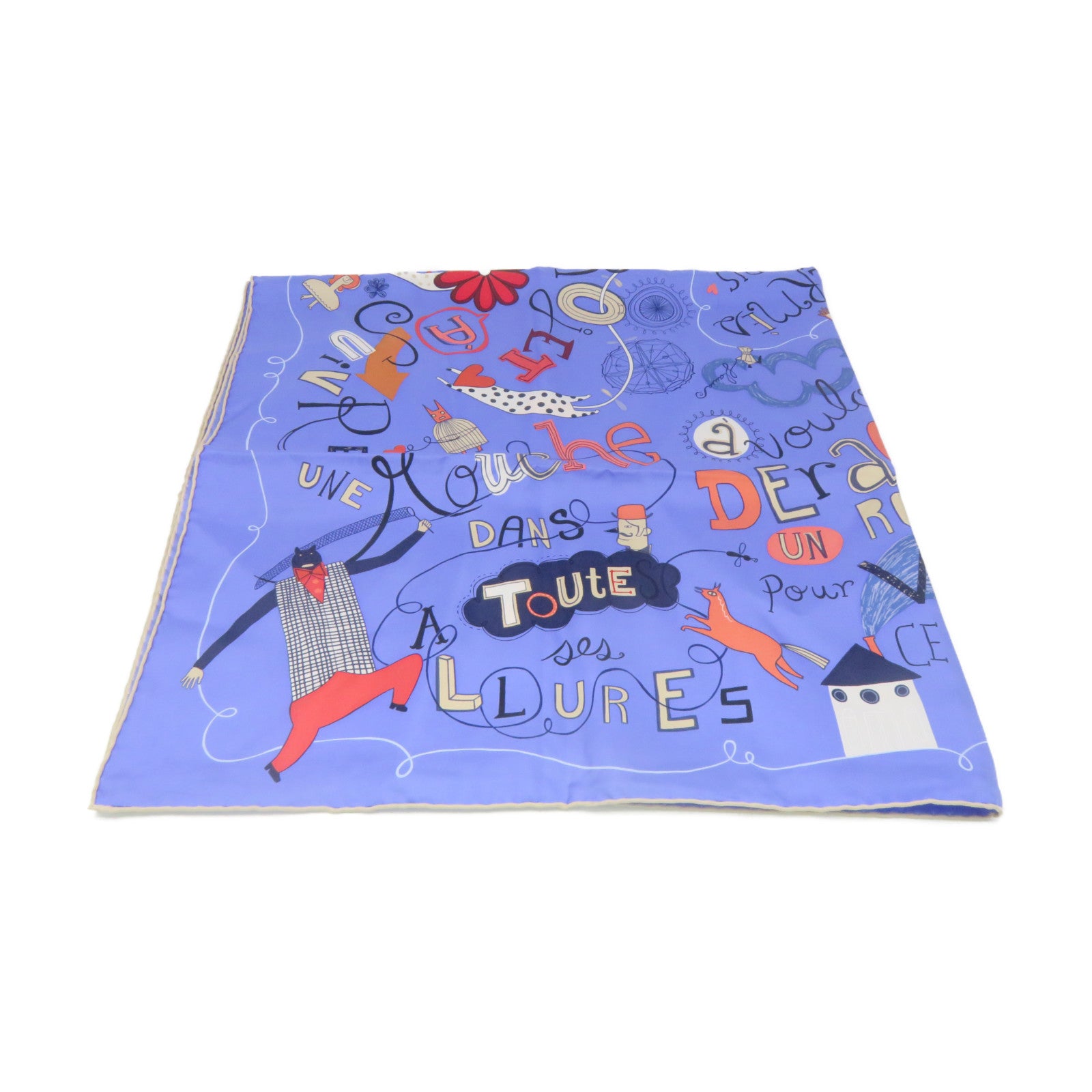 HERMES 【激減優惠】絲質Scarf 90x90絲巾藍色/彩色