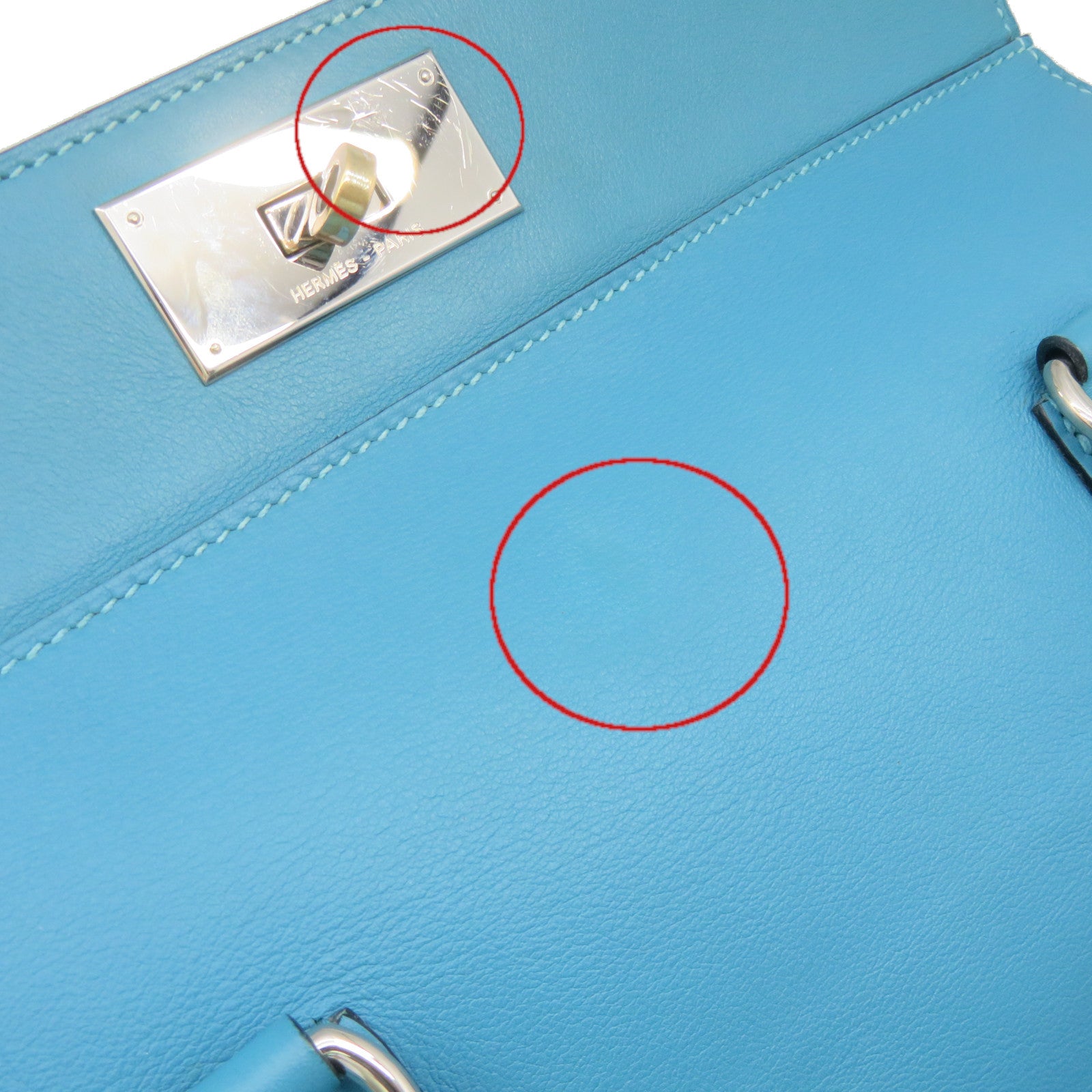 HERMES 【激减优惠】Swift皮革Toolbox 26 2way Shoulder Bag银扣手挽肩背两用袋蓝色