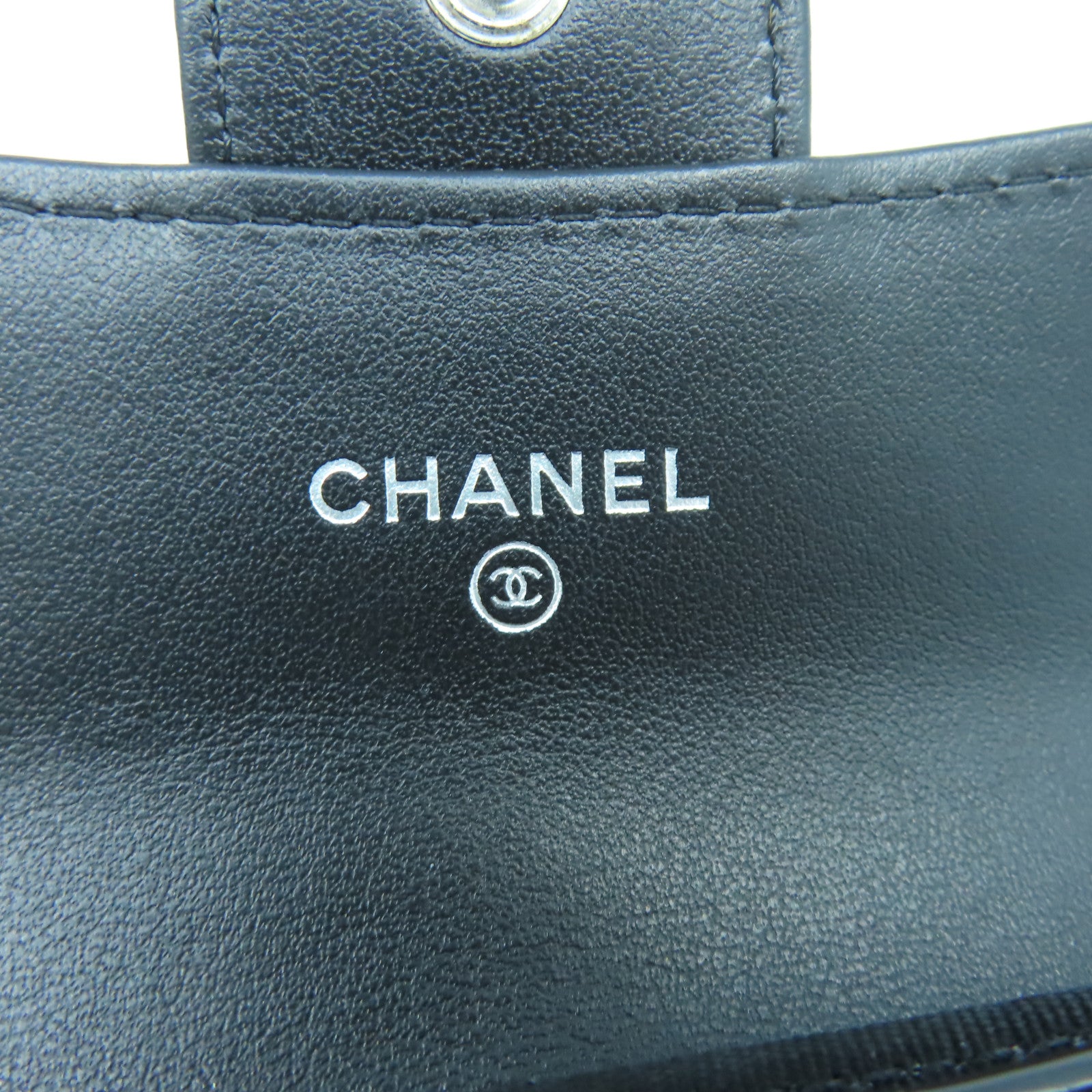 CHANEL 菱格漆皮皮革Card Case銀扣卡片套黑色/粉紅色