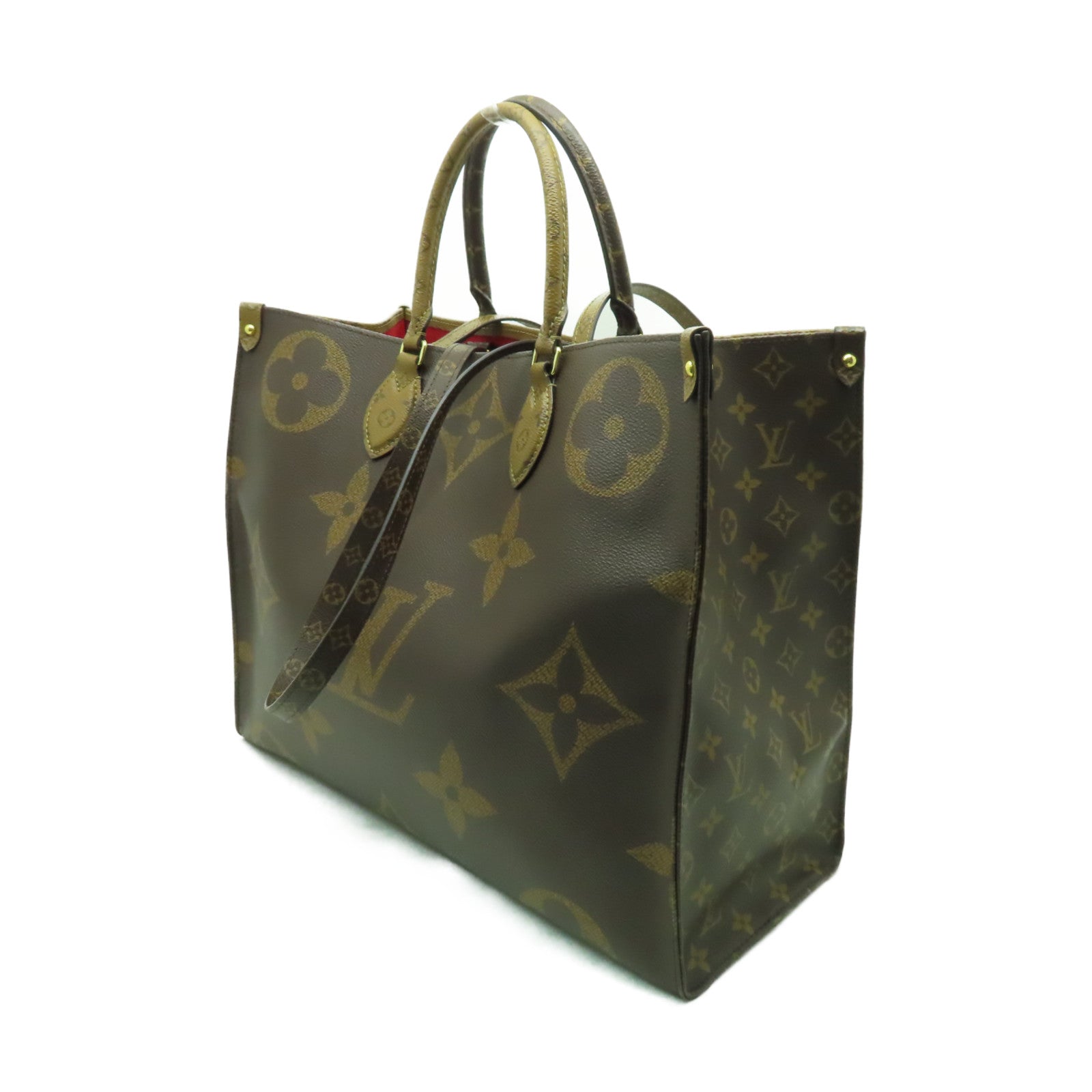 LOUIS VUITTON Monogram Reverse On The Go GM金扣手挽肩背兩用袋啡色