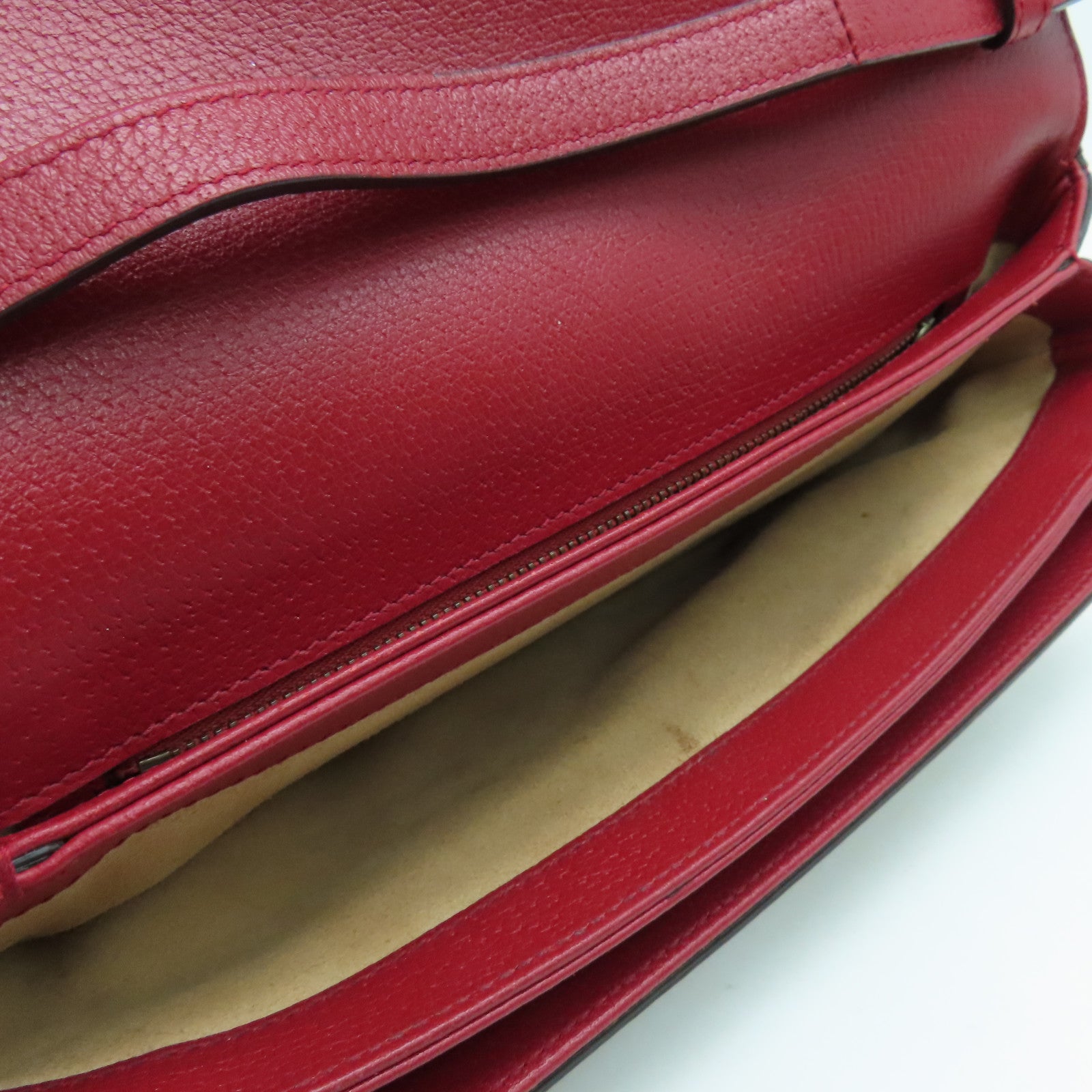 GUCCI 涂层帆布Shoulder Bag肩背袋金扣红色/啡色